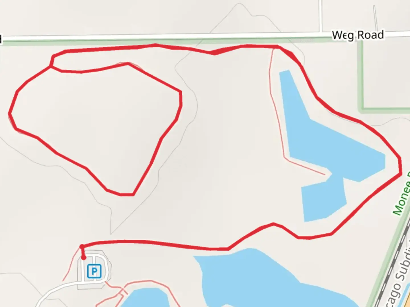 An image depicting the trail Monee Reservoir North Walk and its surrounding area.