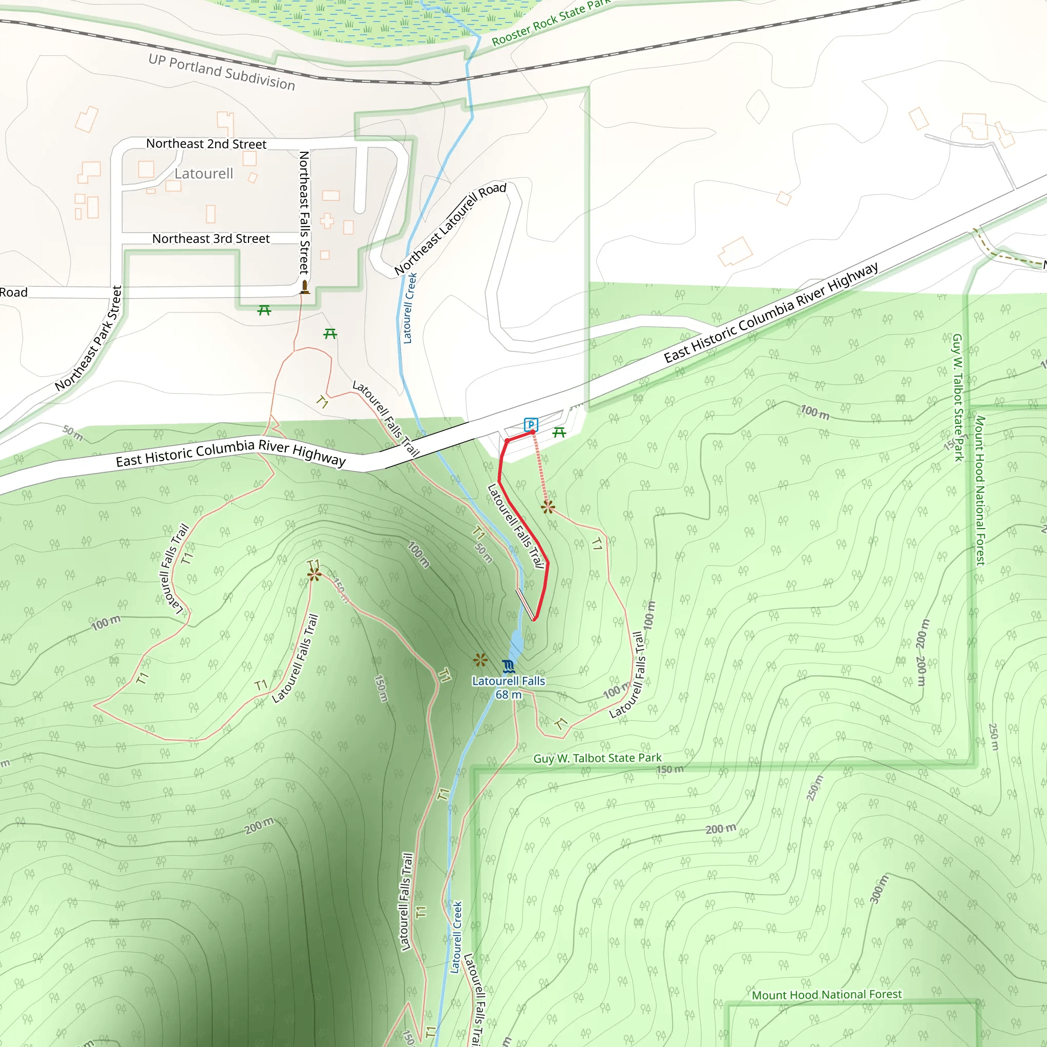 Latourell Falls Trail mobile static map