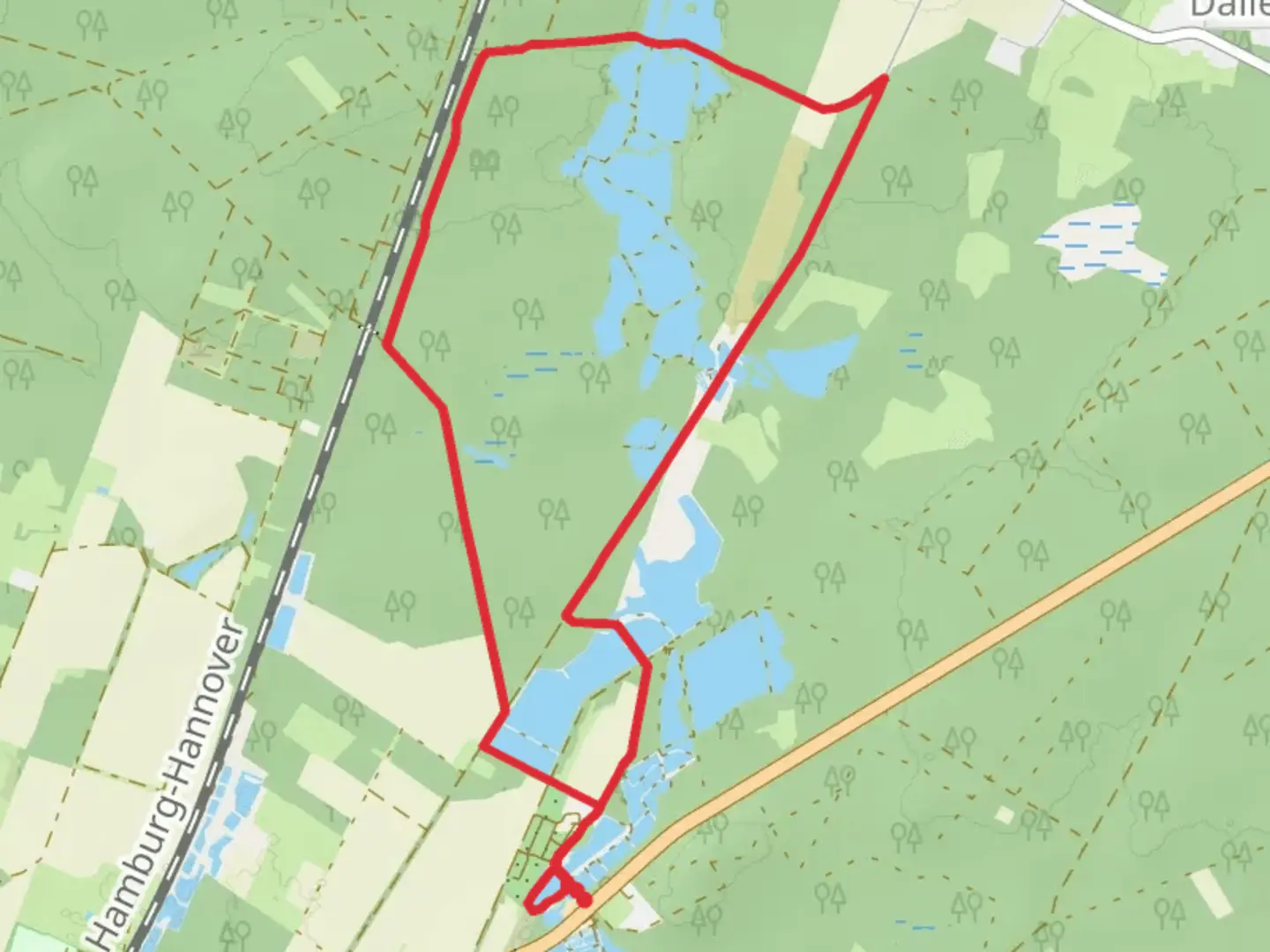 An image depicting the trail Aschauteiche Loop and its surrounding area.