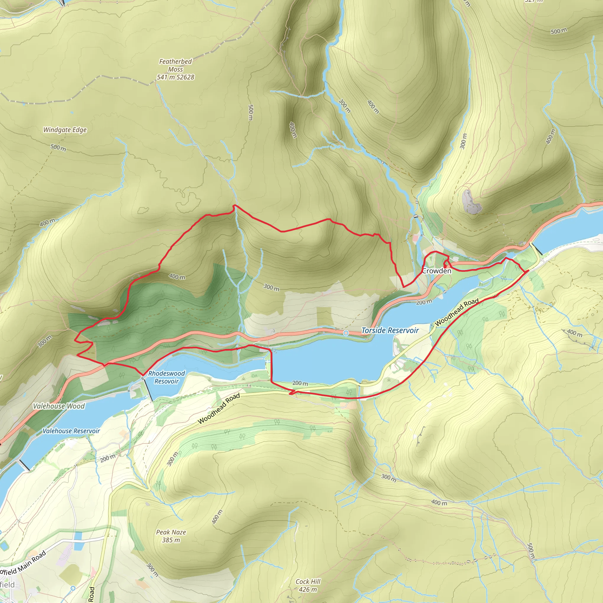Torside and Rhodeswood Reservoir Loop mobile static map
