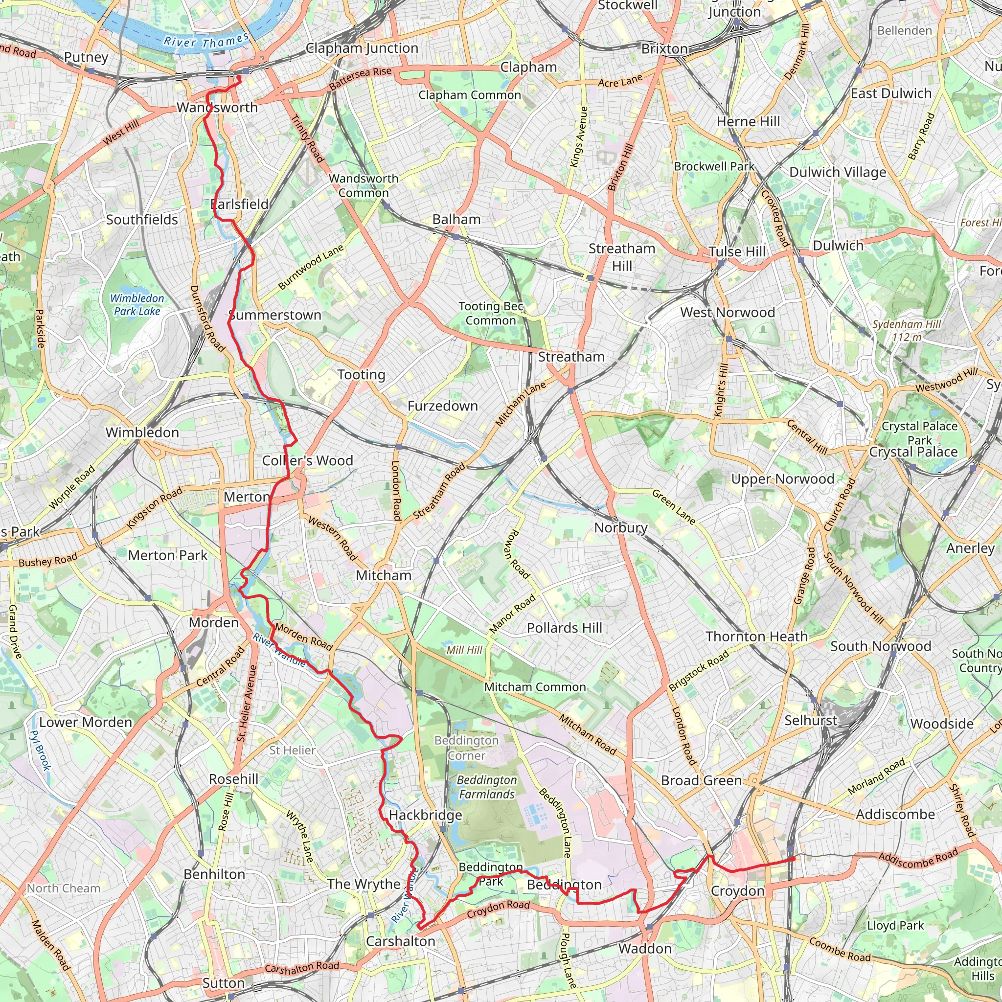 Wandle Trail mobile static map