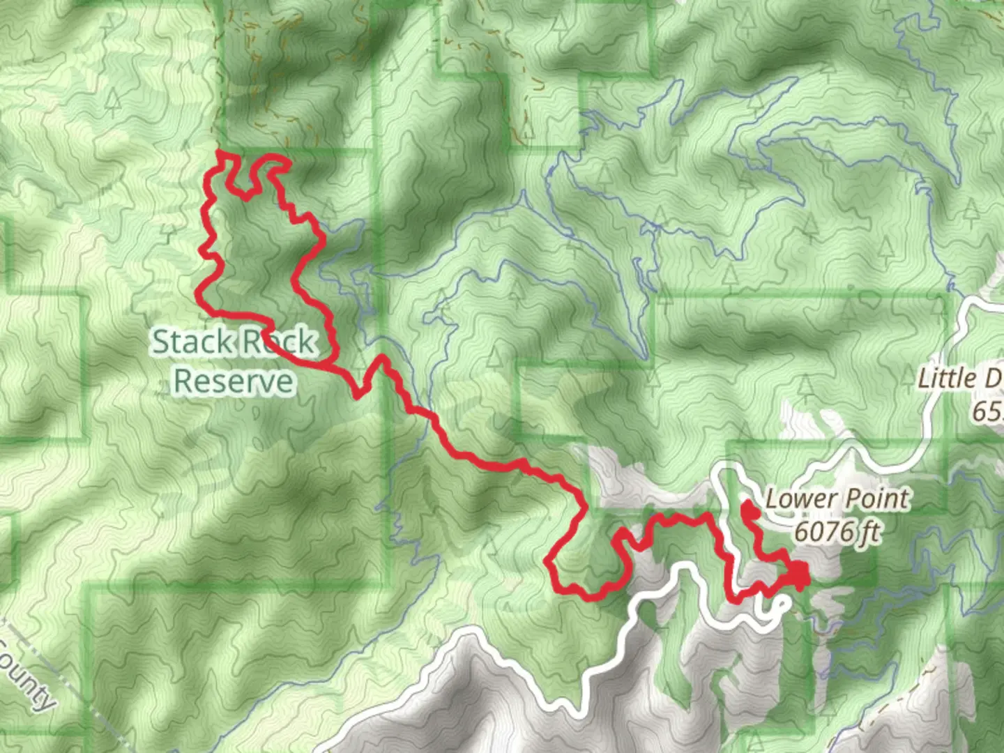 An image depicting the trail Stack Rock Connector Loop and its surrounding area.