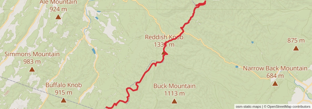 American Perimeter Trail - Southern Appalachian Primary stage 16 Map