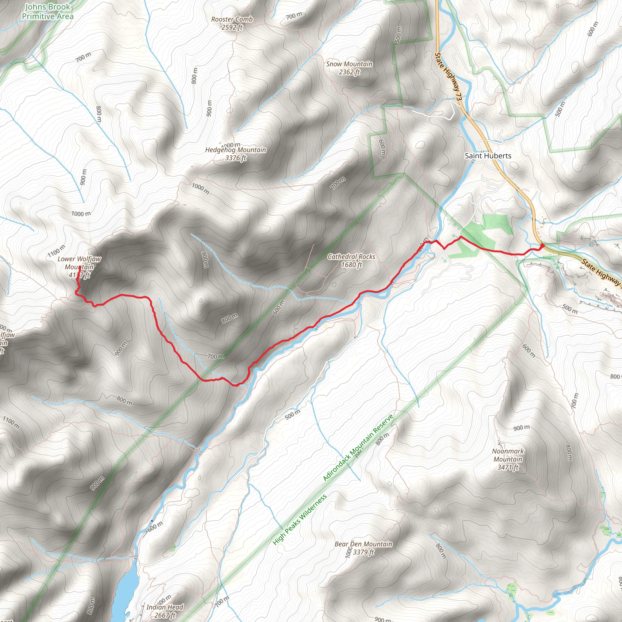 Lower Wolfjaw Mountain via West River Trail mobile static map