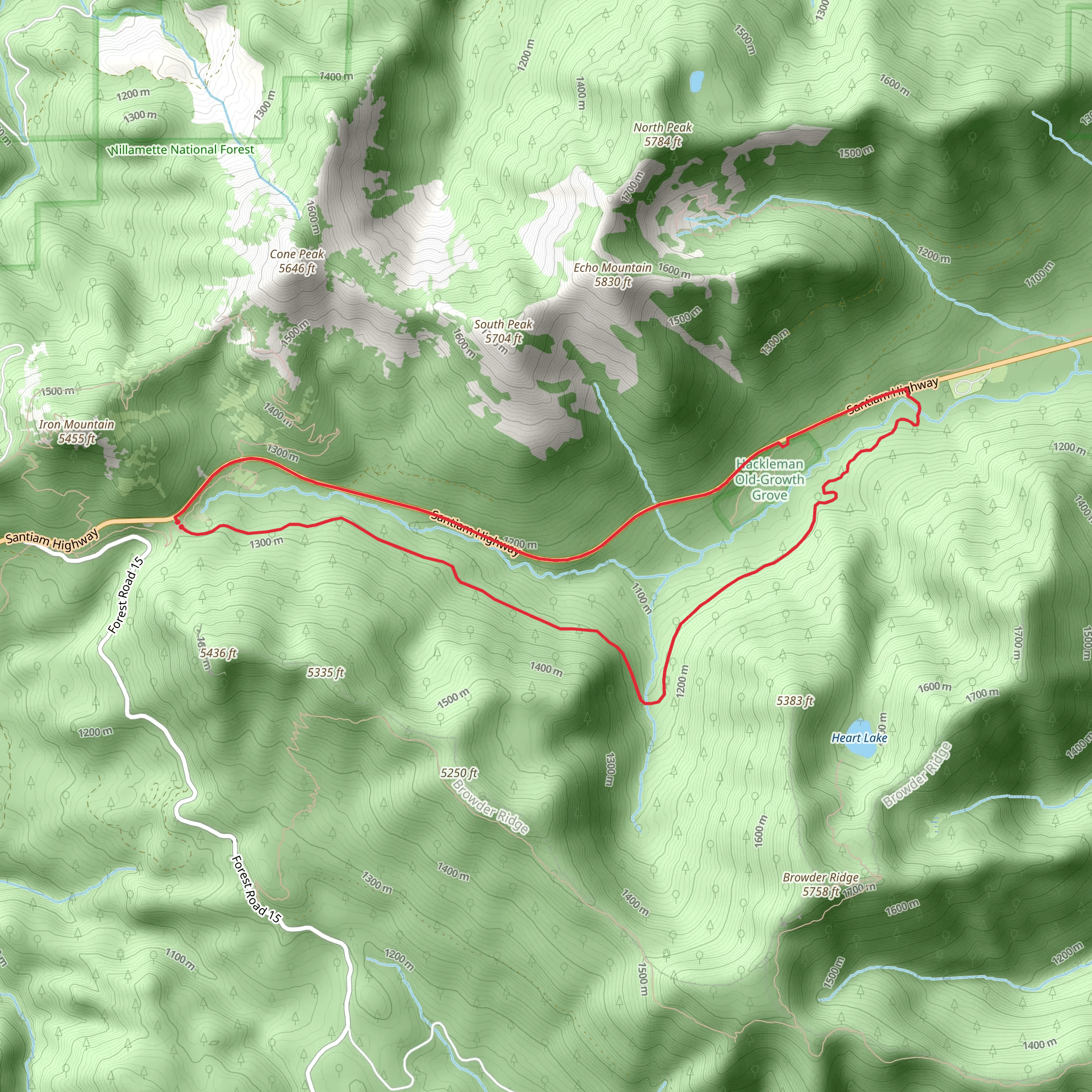 Santiam Wagon Road Loop Trail mobile static map