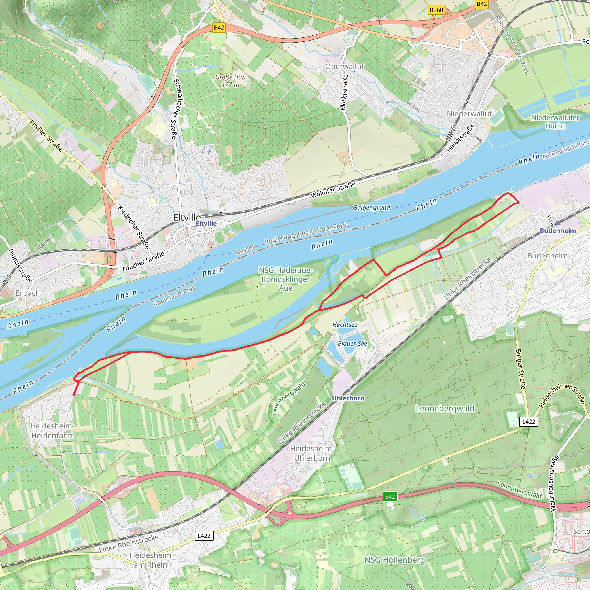 Rhine via Jakobsweg Mainz mobile static map