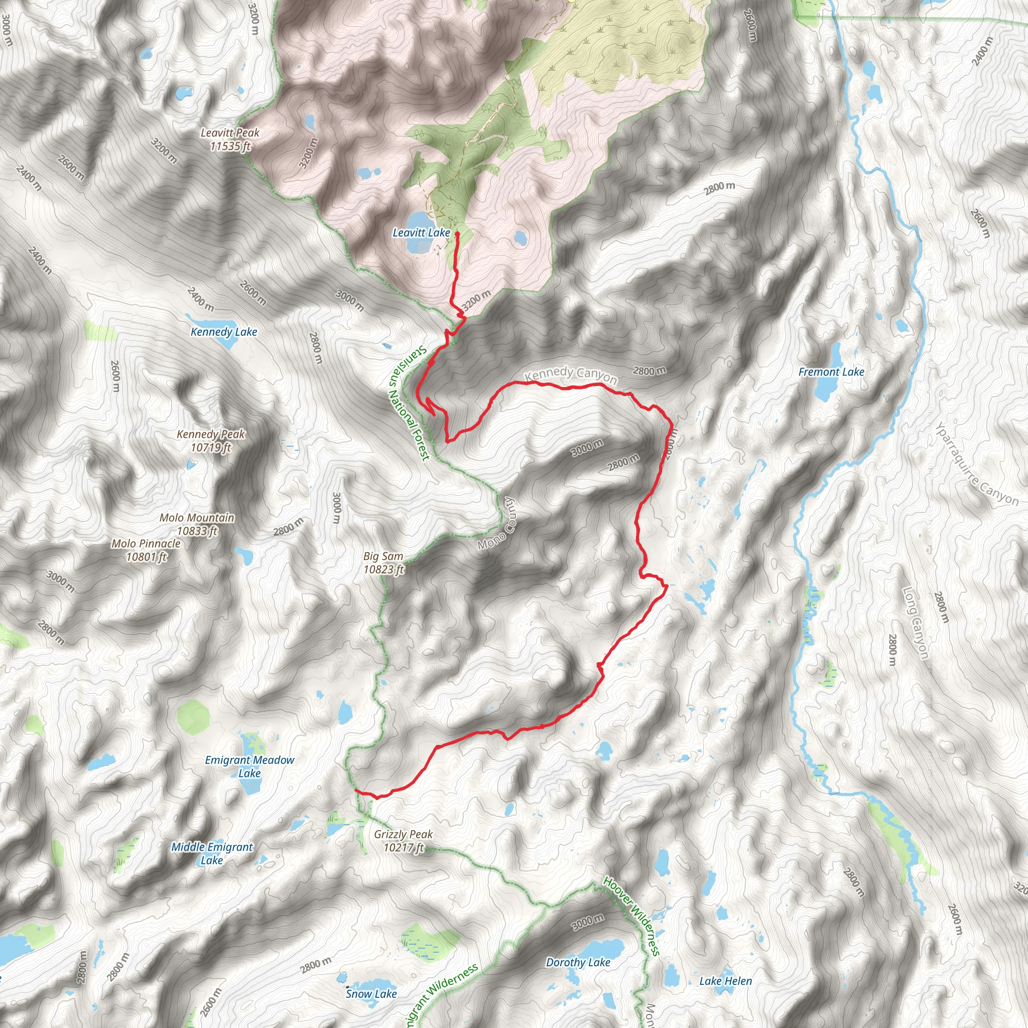Emigrant Pass via Pacific Crest National Scenic Trail mobile static map