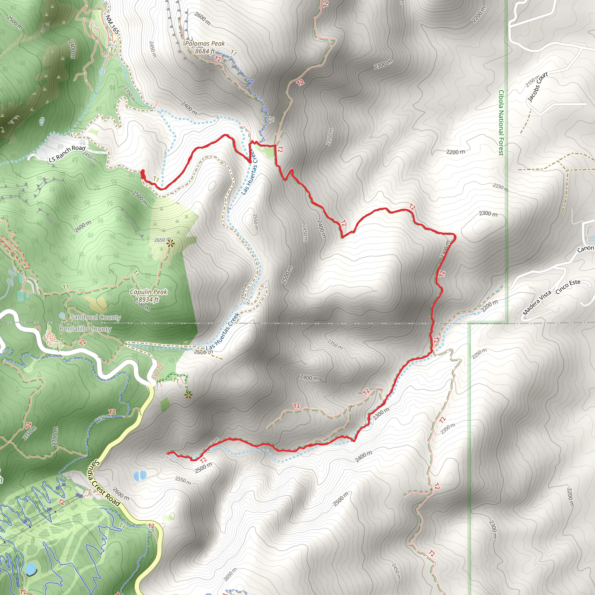 Canon Madera Route and North Mystery Trail mobile static map