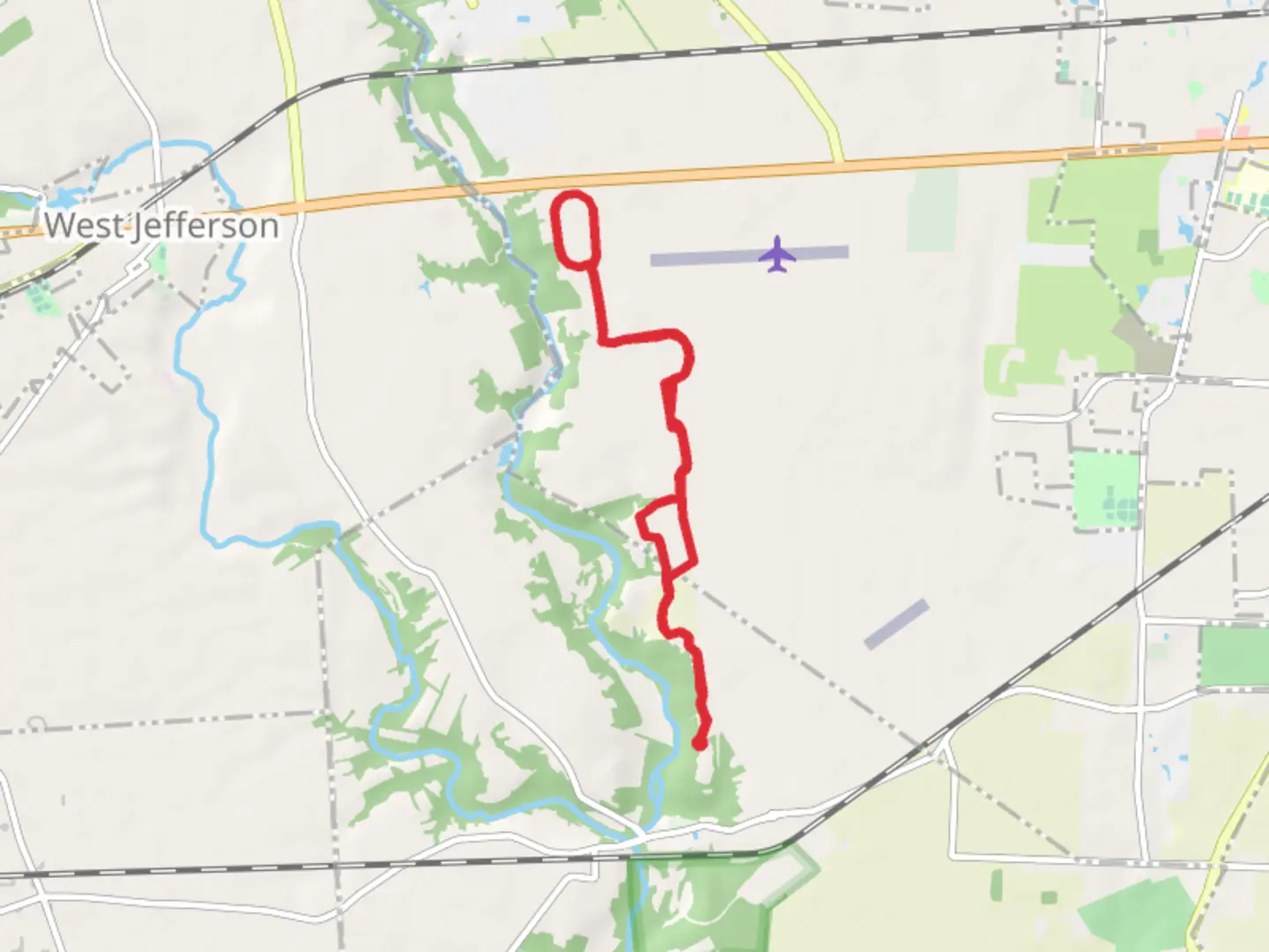 An image depicting the trail Darby Creek Greenway Trail and its surrounding area.