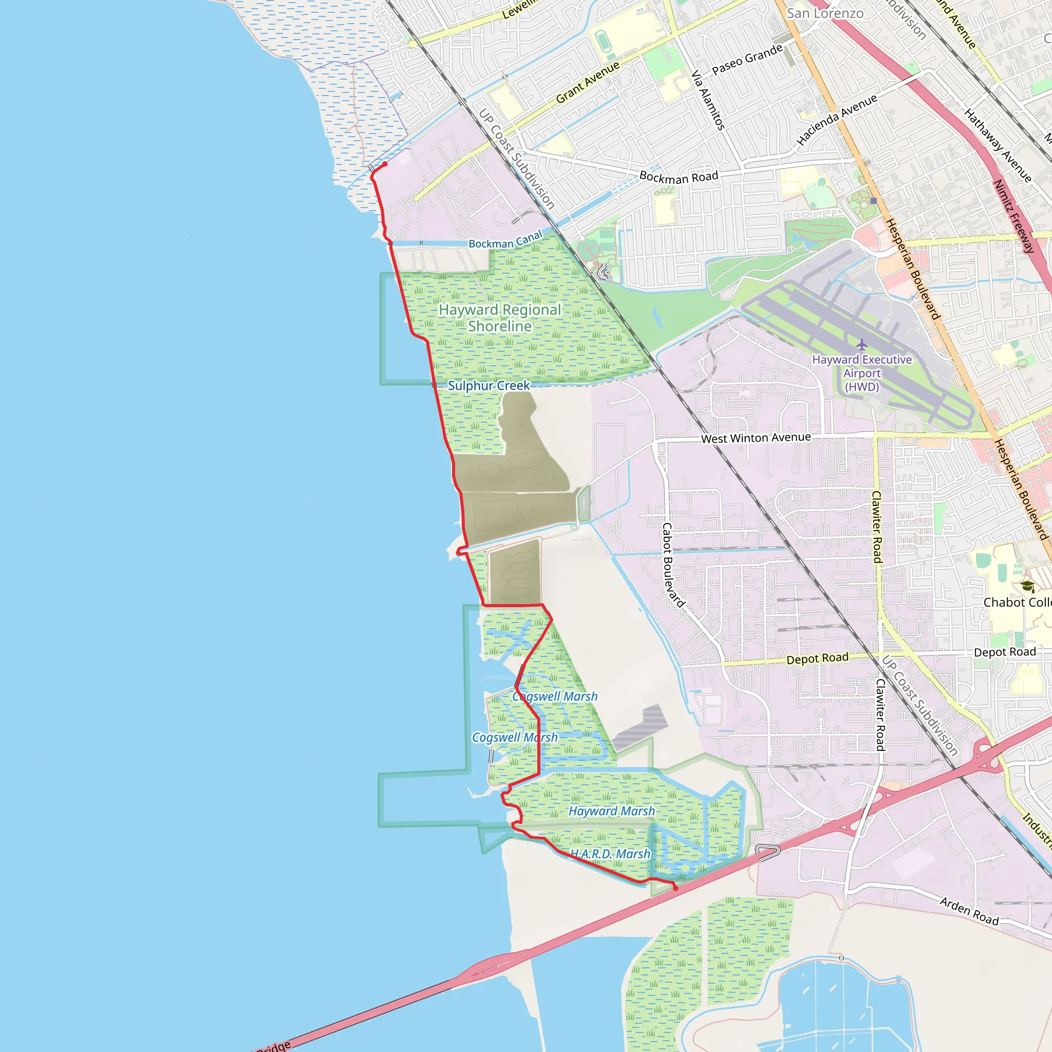 San Francisco Bay Trail - Hayward Regional Shoreline mobile static map