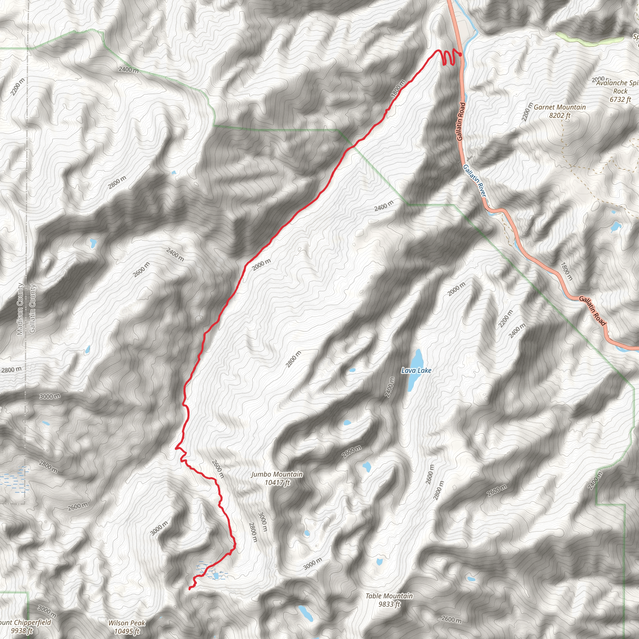 Hellroaring Creek Trail mobile static map