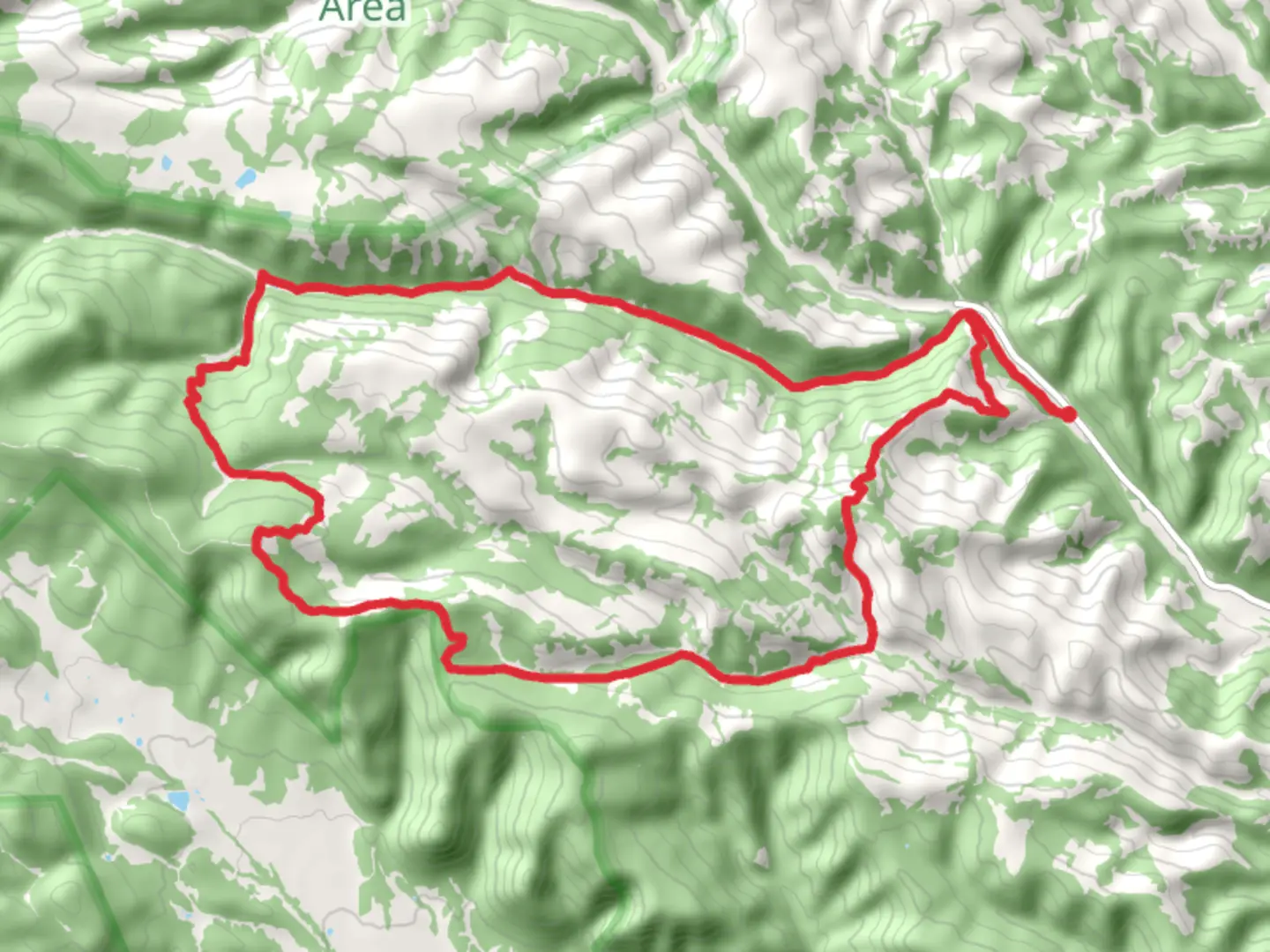 An image depicting the trail Emergency Use and Dean Camps Junction to New Dean Loop Trail and its surrounding area.