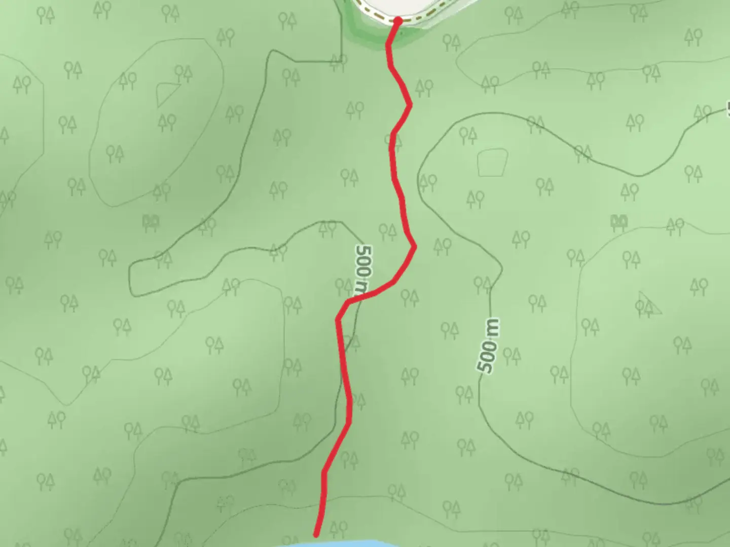 An image depicting the trail Rock Pond Trail from Ampersand Road and its surrounding area.