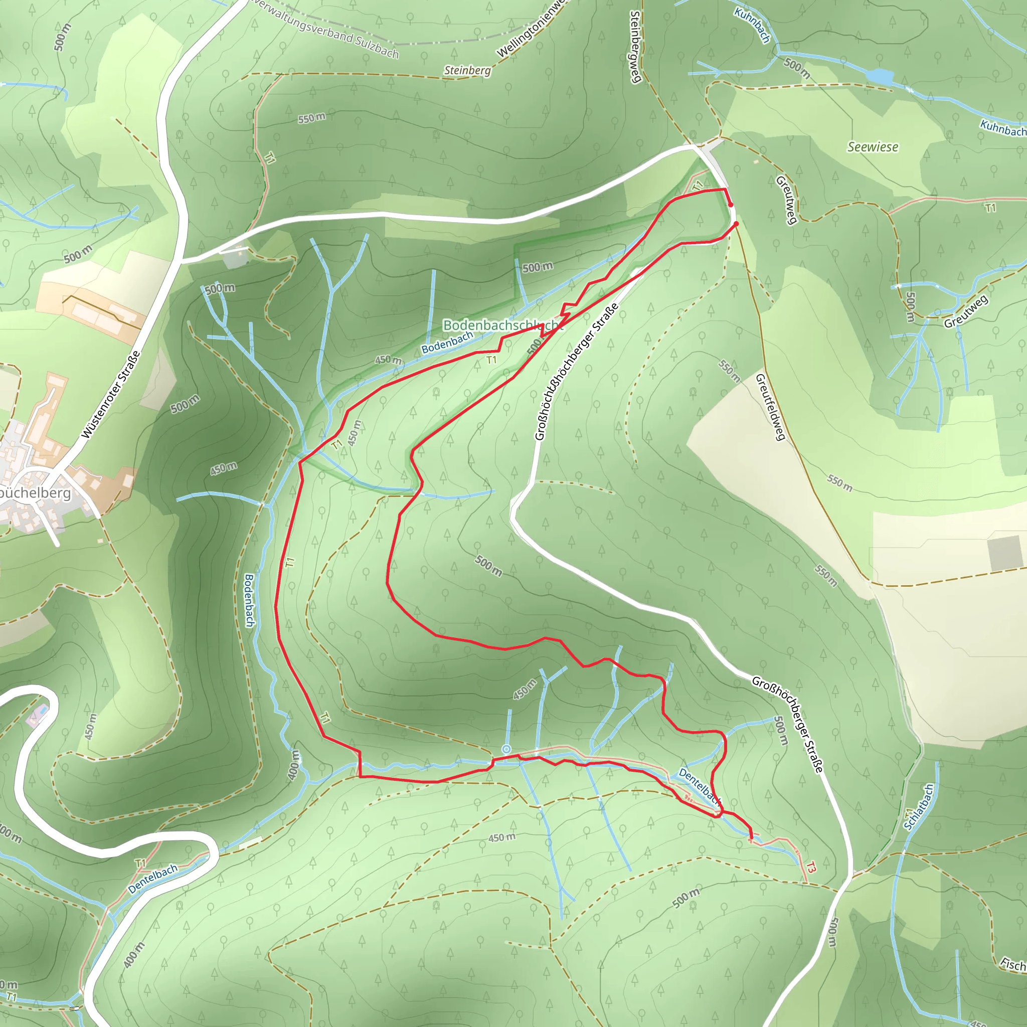 Bodenbachschlucht and Hohler Stein Loop mobile static map