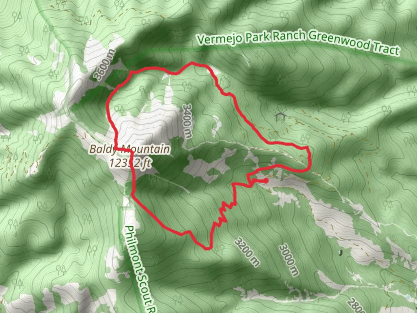 An image depicting the trail Baldy Mountain Loop via The Goat Trail and French Henry and its surrounding area.