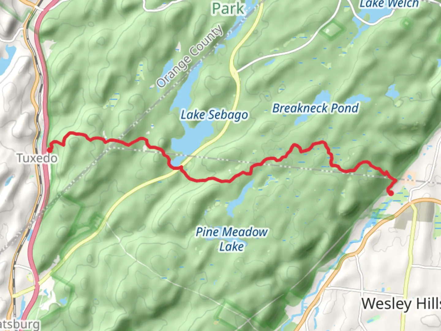An image depicting the trail Tuxedo-Mount Ivy Trail and its surrounding area.