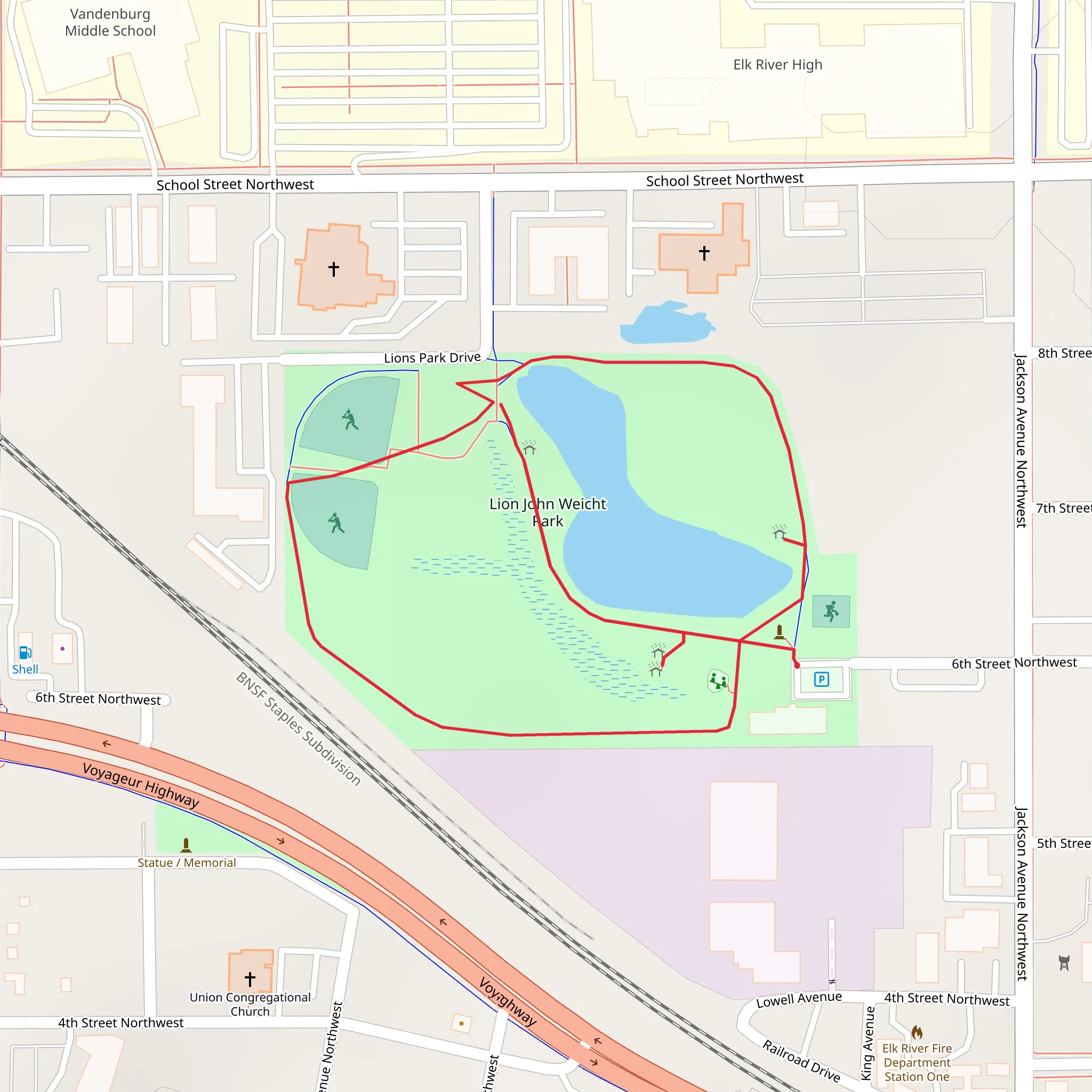 Lion John Weicht Park Loop mobile static map