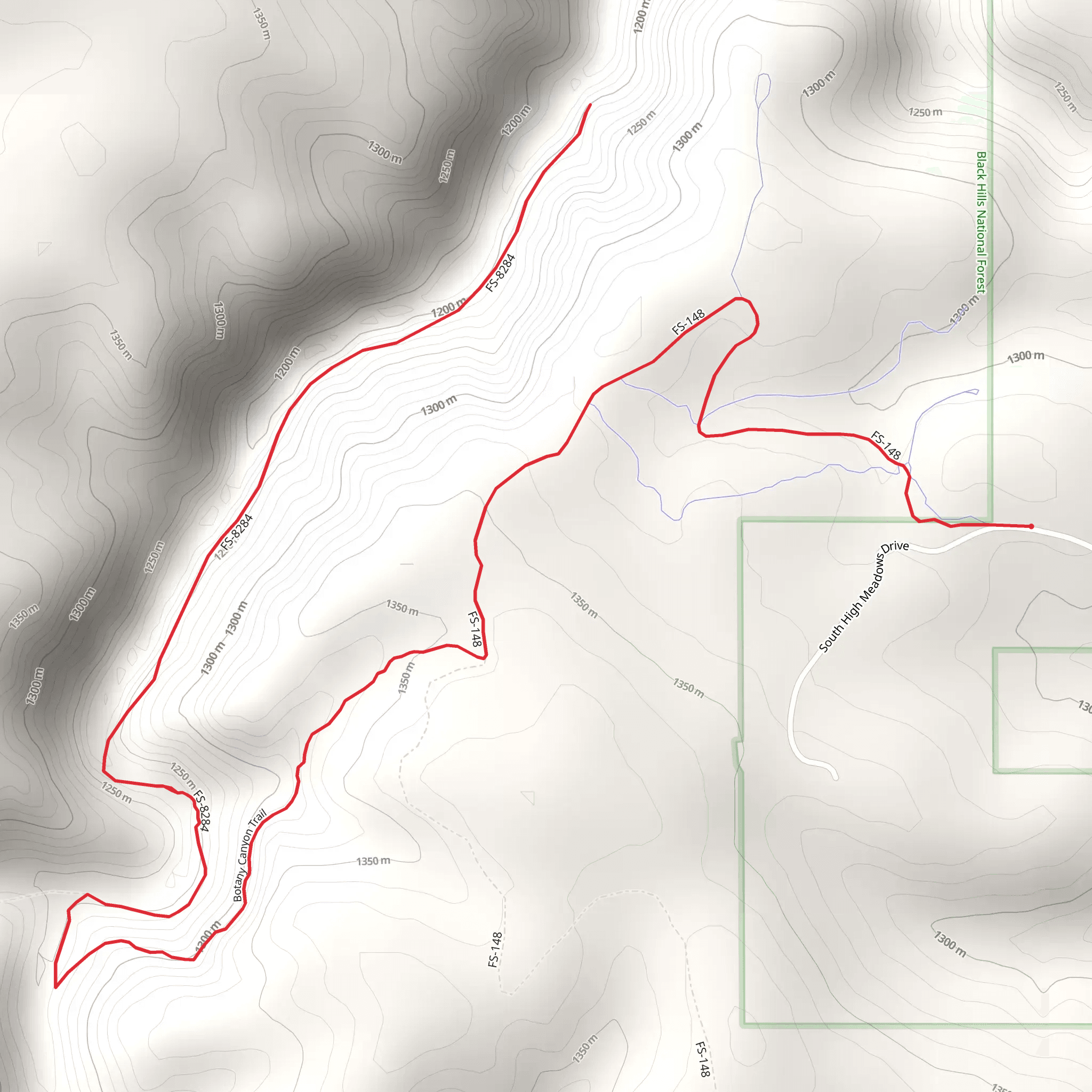 Botany Canyon Trail mobile static map