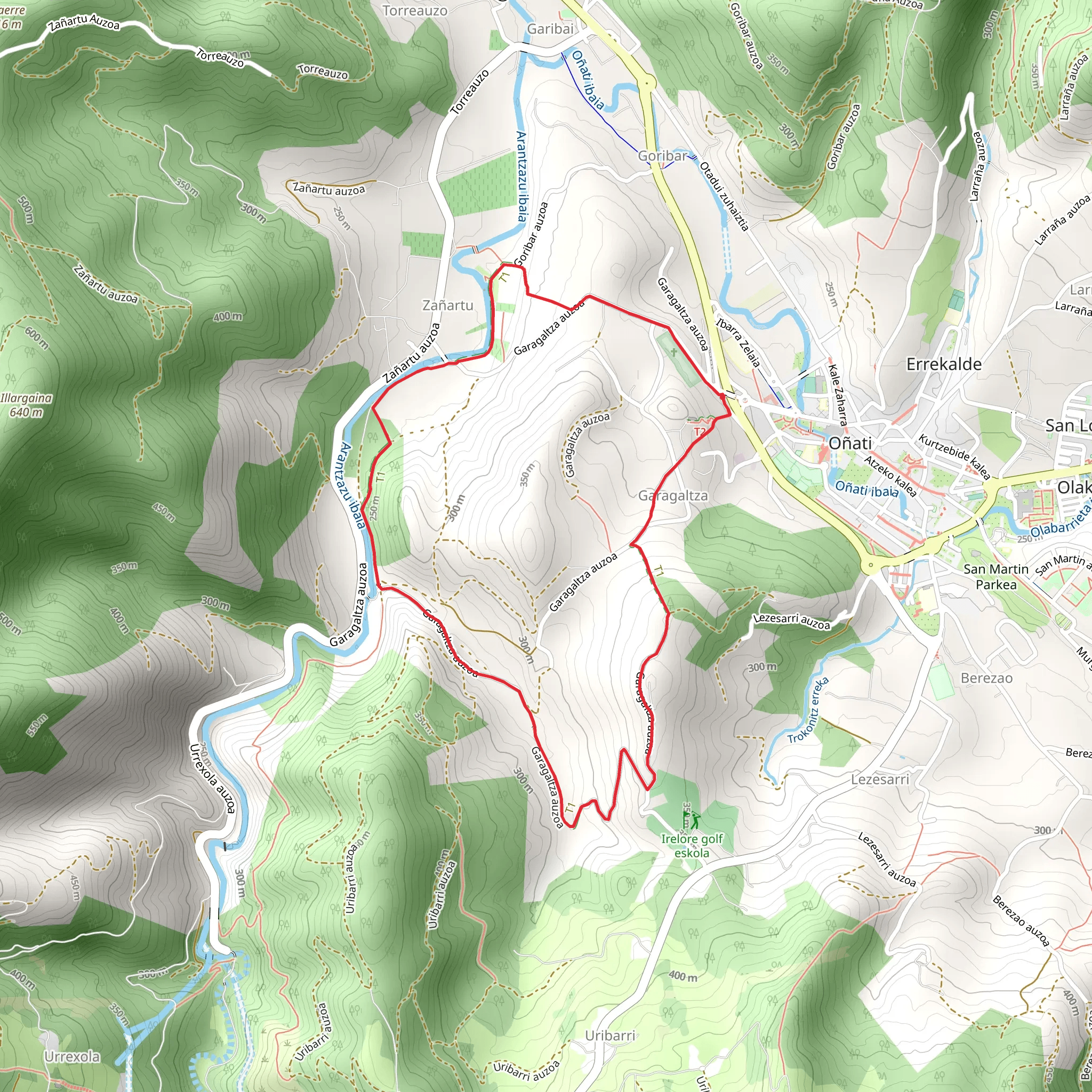 Through the Garagaltza Oñati Oeste Neighborhood PR GI 107 mobile static map