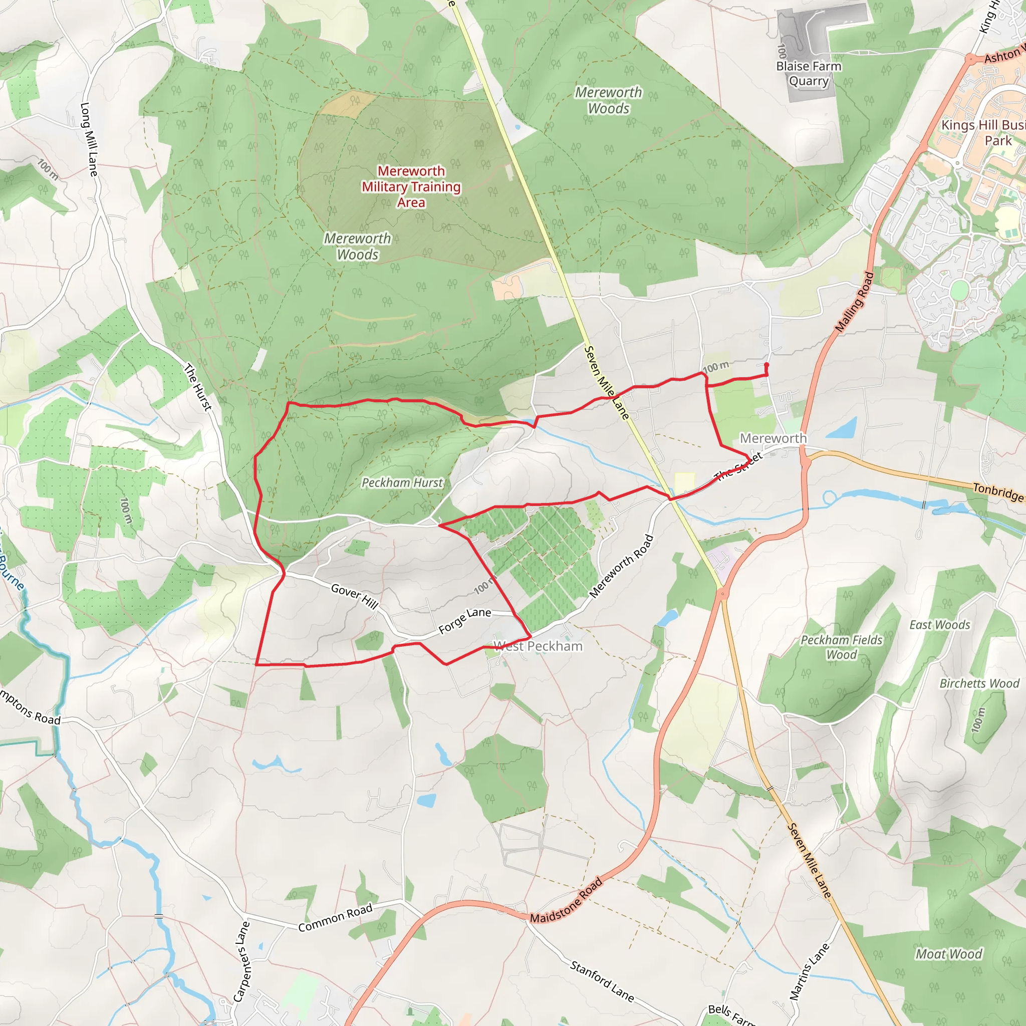 Gover Hill and Peckham Hurst Loop mobile static map