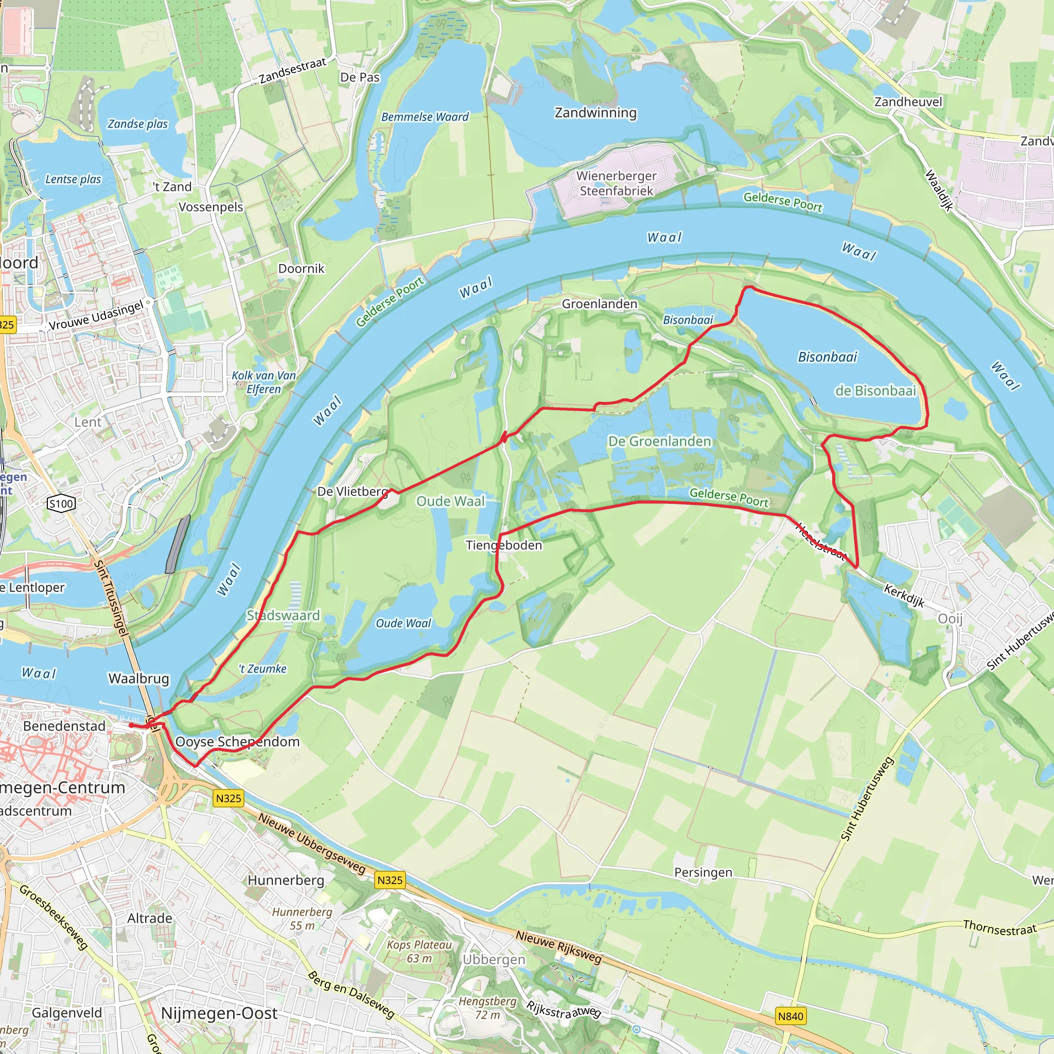 Oude Waal, De Groenlanden and de Bisonbaai Loop mobile static map