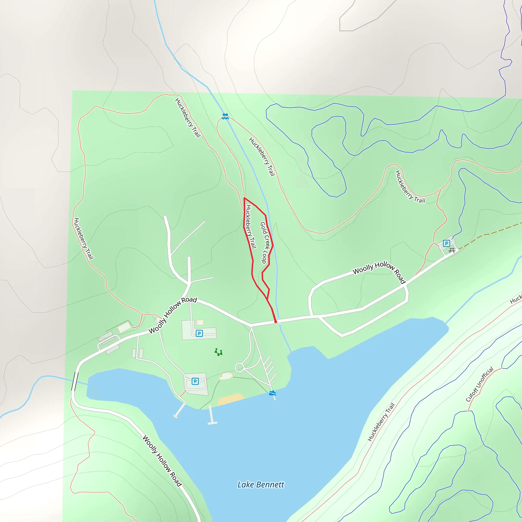 Huckleberry and Gold Creek Loop Trail mobile static map