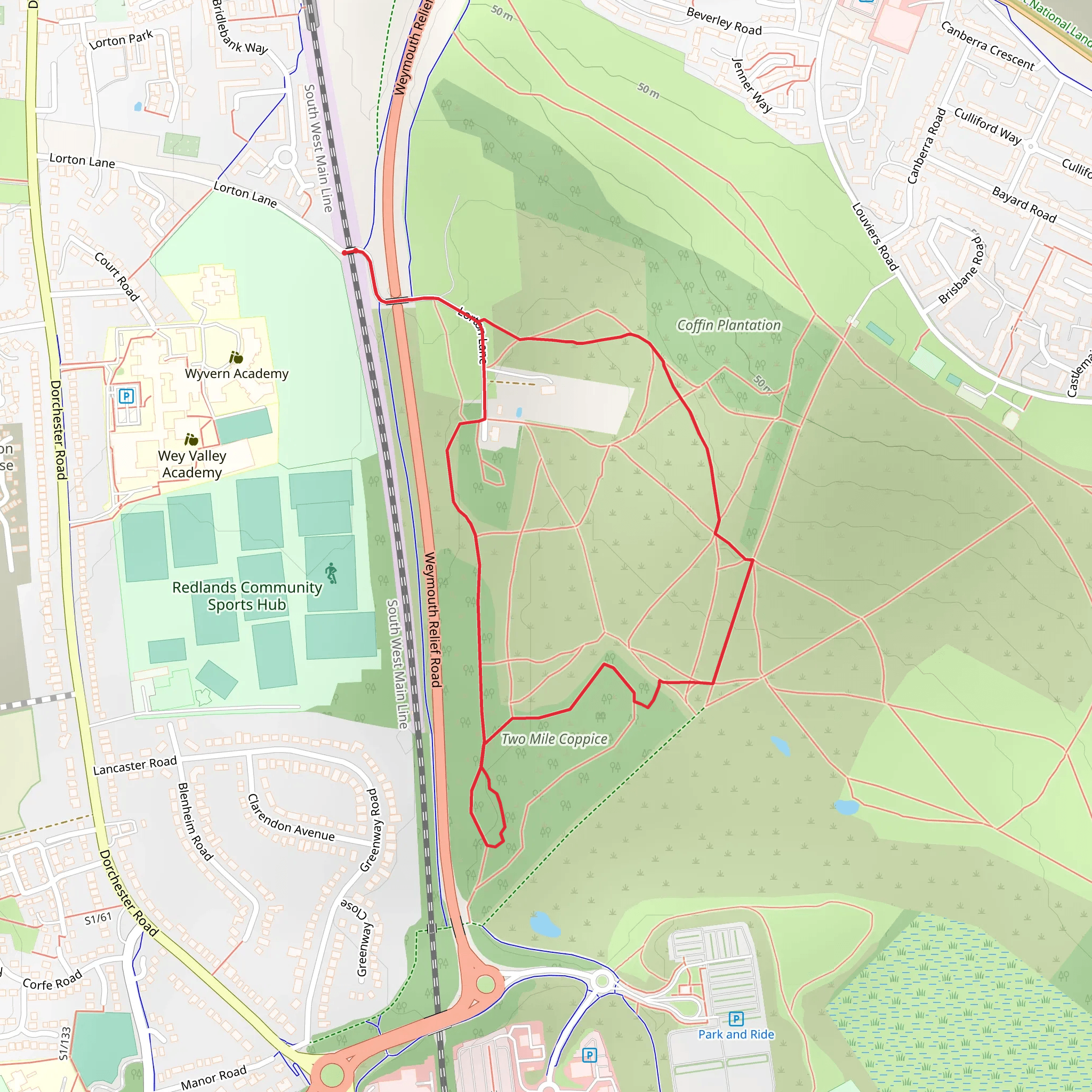 Two Mile Coppice Walk mobile static map