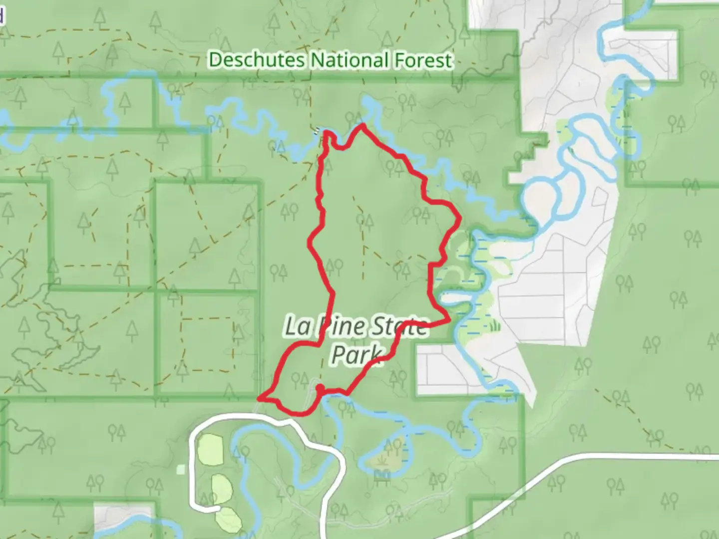 An image depicting the trail Fall River 4 Mile and Mc Gregor 1 Mile Loop and its surrounding area.