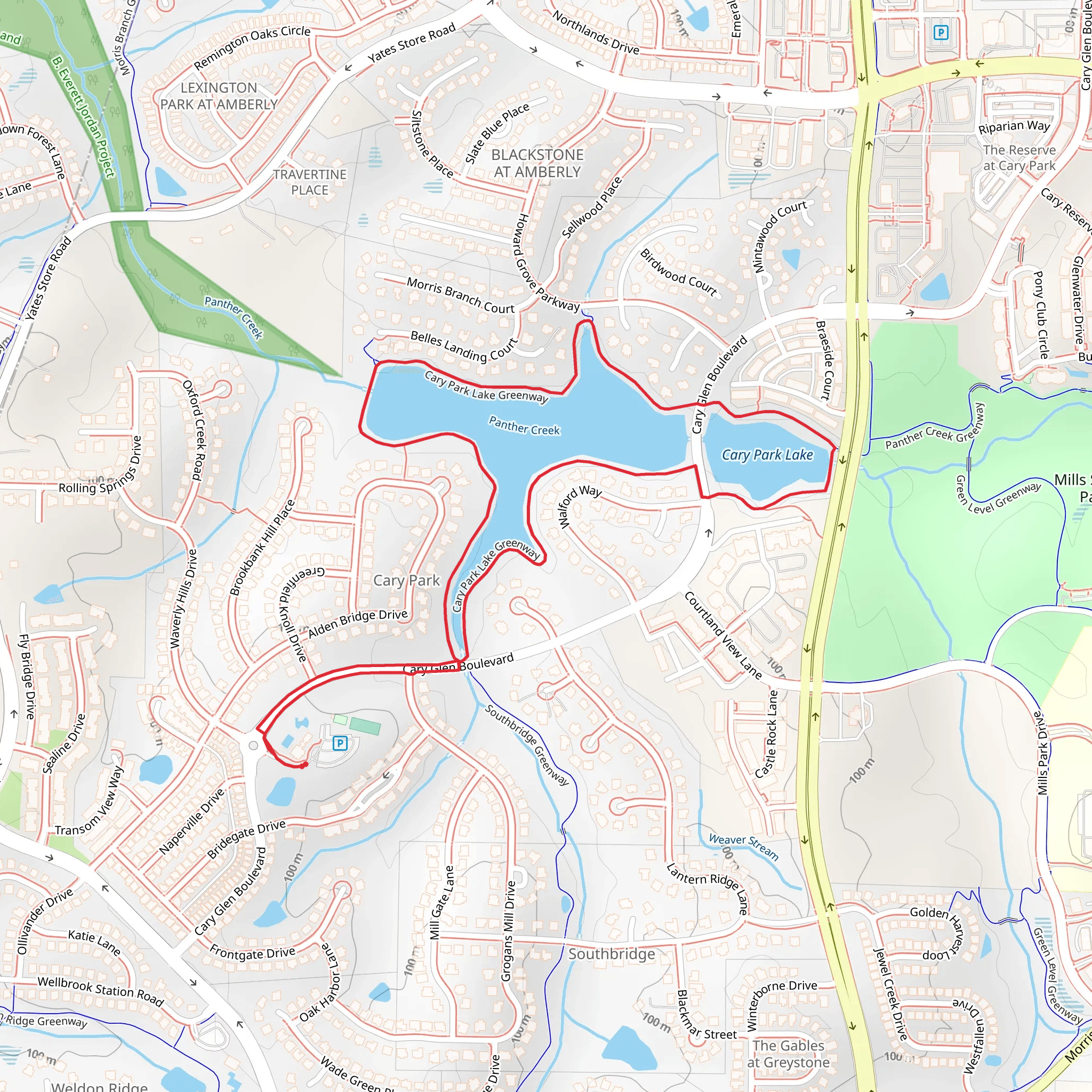 Cary Park Lake Greenway Loop mobile static map