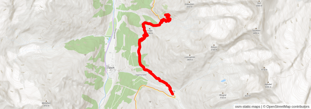 Hike to the Kin Hut - via Täschalp Nr 49 stage 2 Map