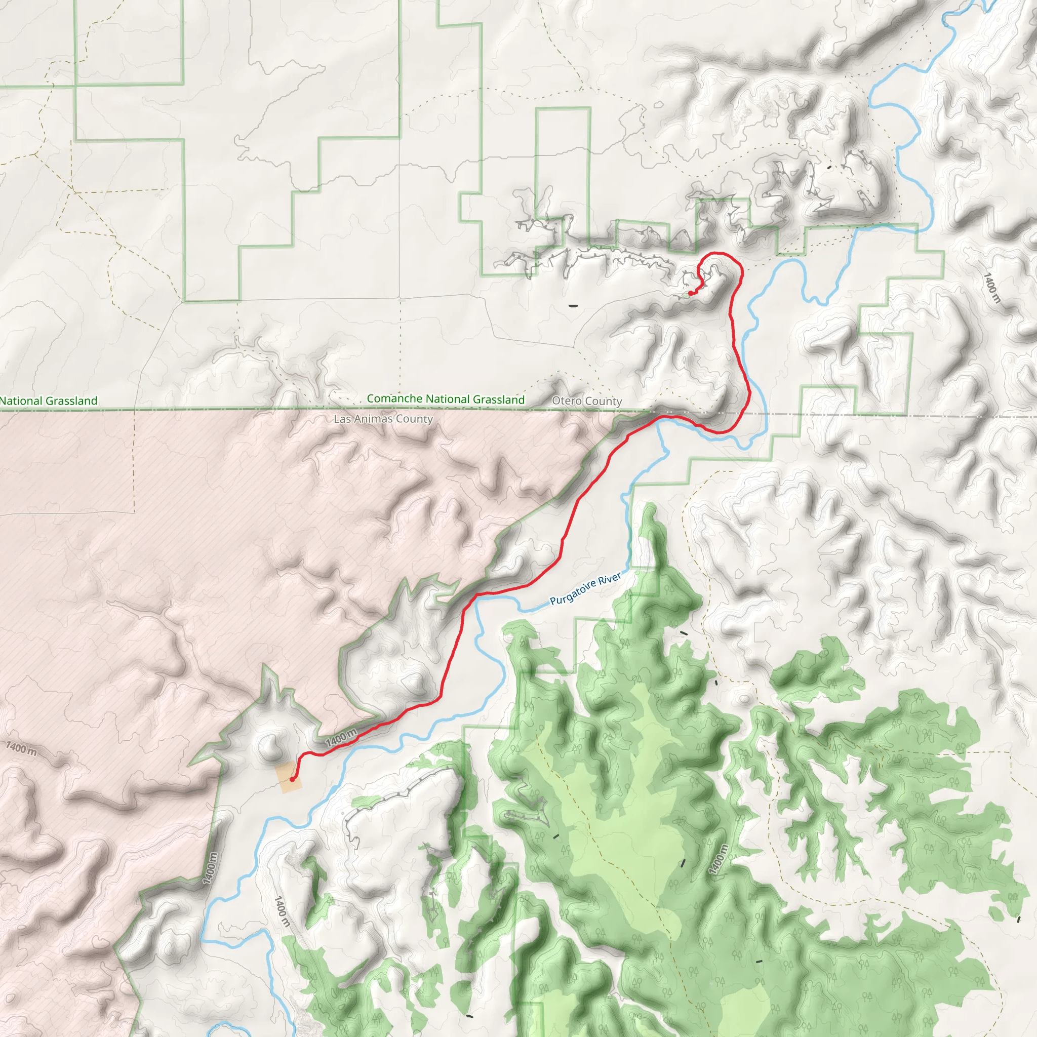 Picket Wire Canyonlands Trail mobile static map