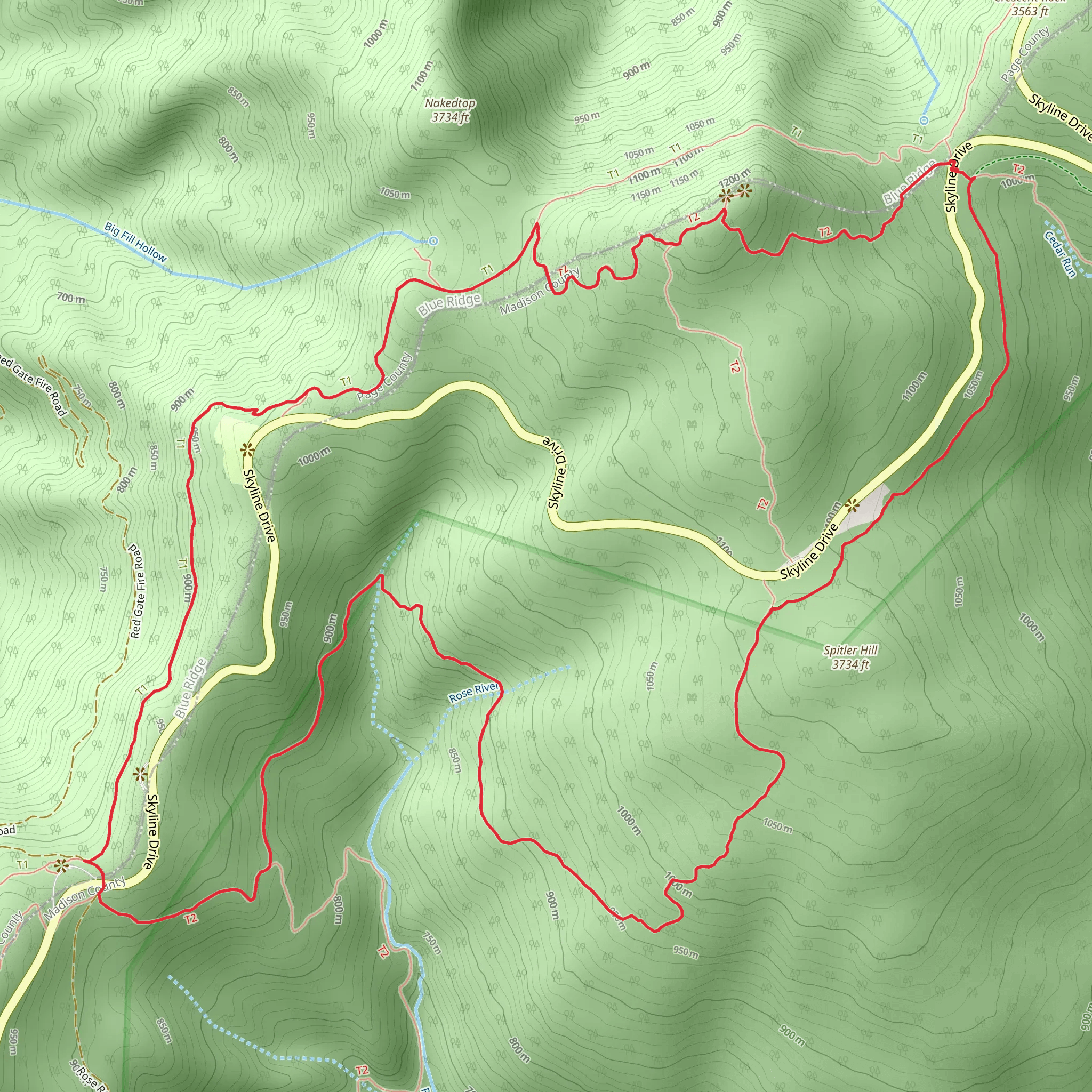 Skyland-Big Meadows Horse Trail and Appalachian Trail mobile static map