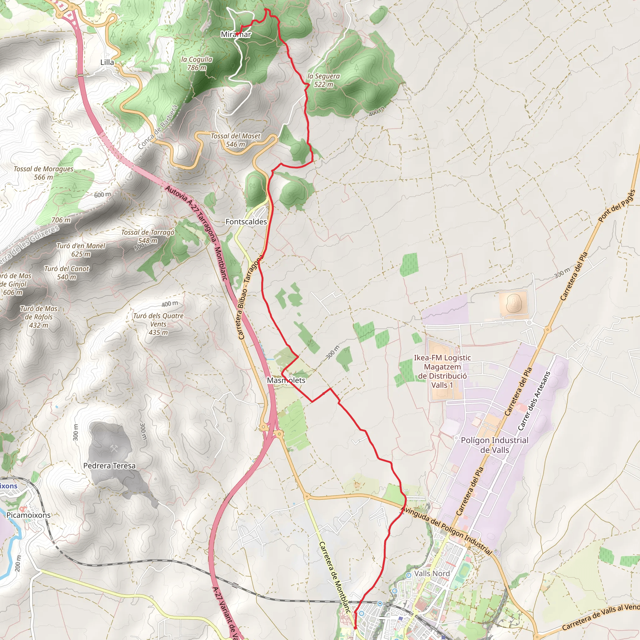 Valls - Sierra de Miramar PR C 5 mobile static map