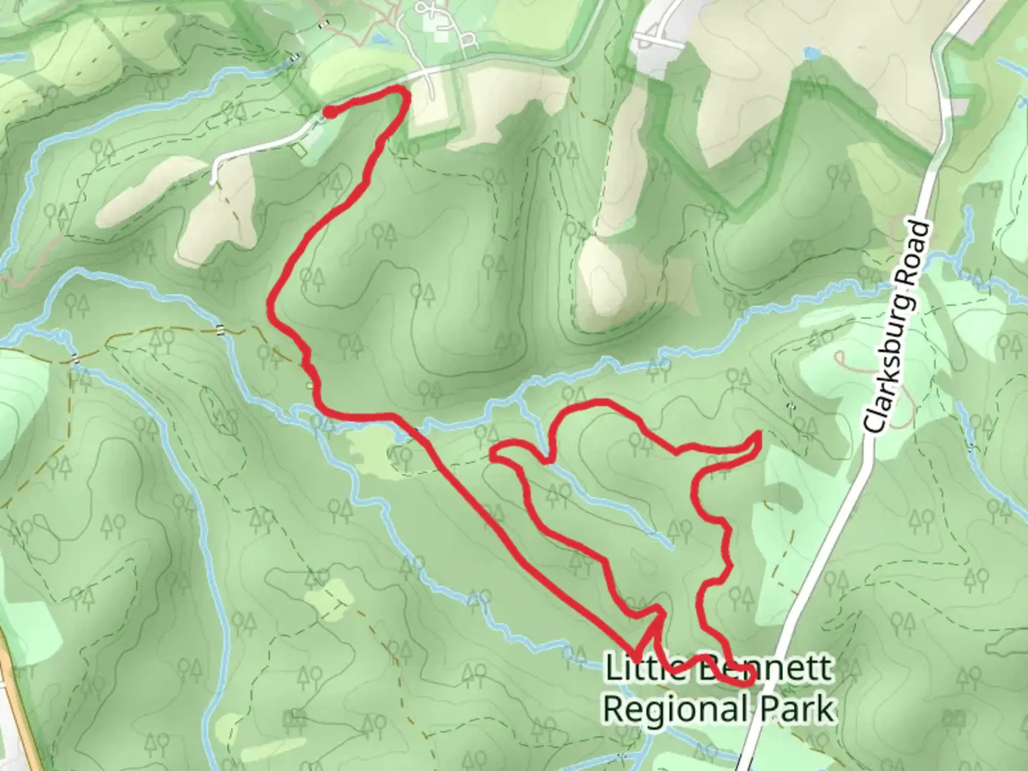An image depicting the trail Pine Grove Trail and Windy Ridge Loop Trail and its surrounding area.