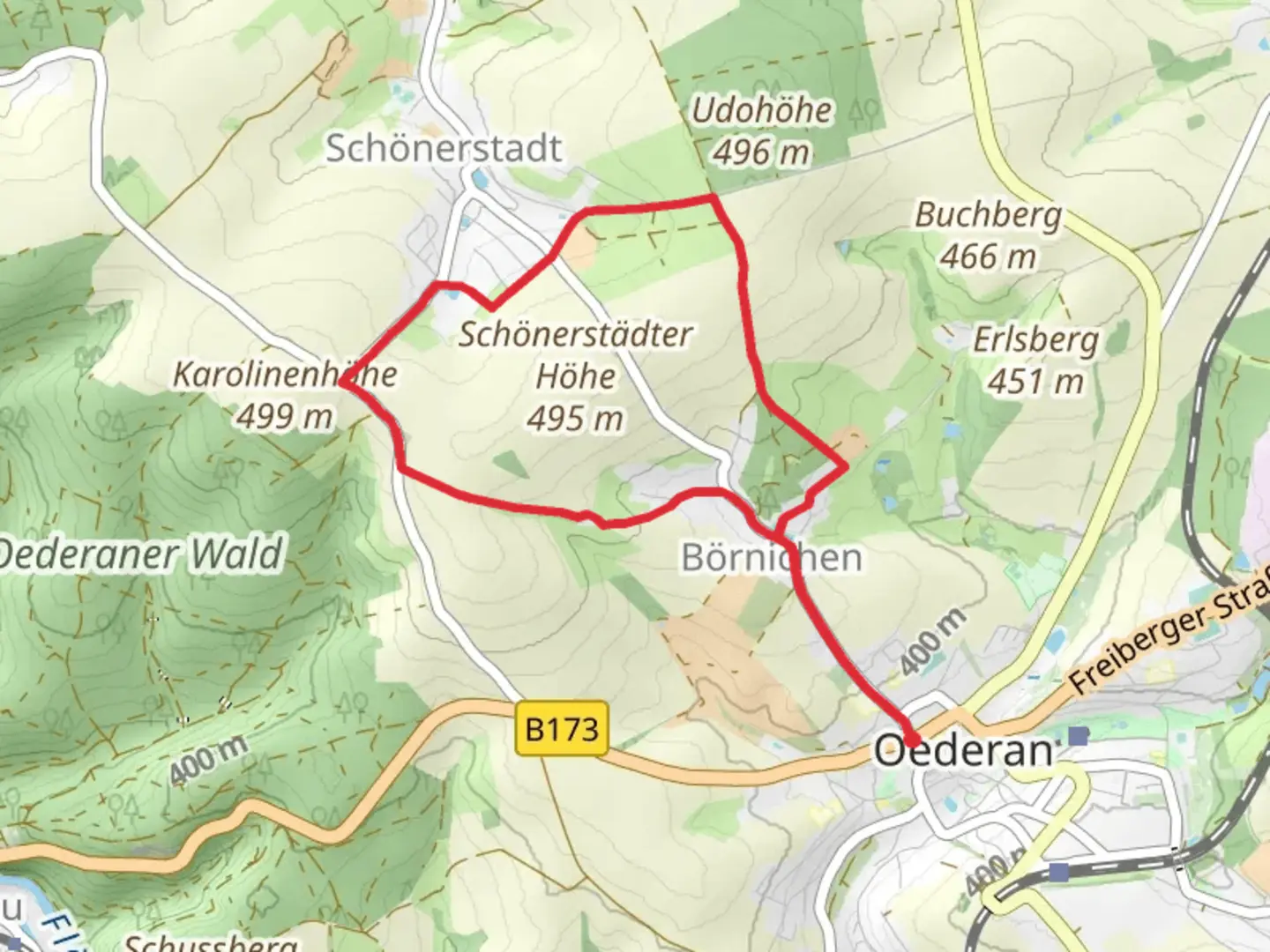 An image depicting the trail Hausdorfer Weg and its surrounding area.