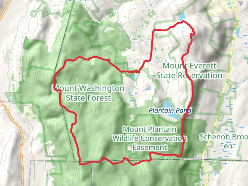 Alander Mountain, Round Mountain, Mount Race and Mount Everett via South Taconic Trail