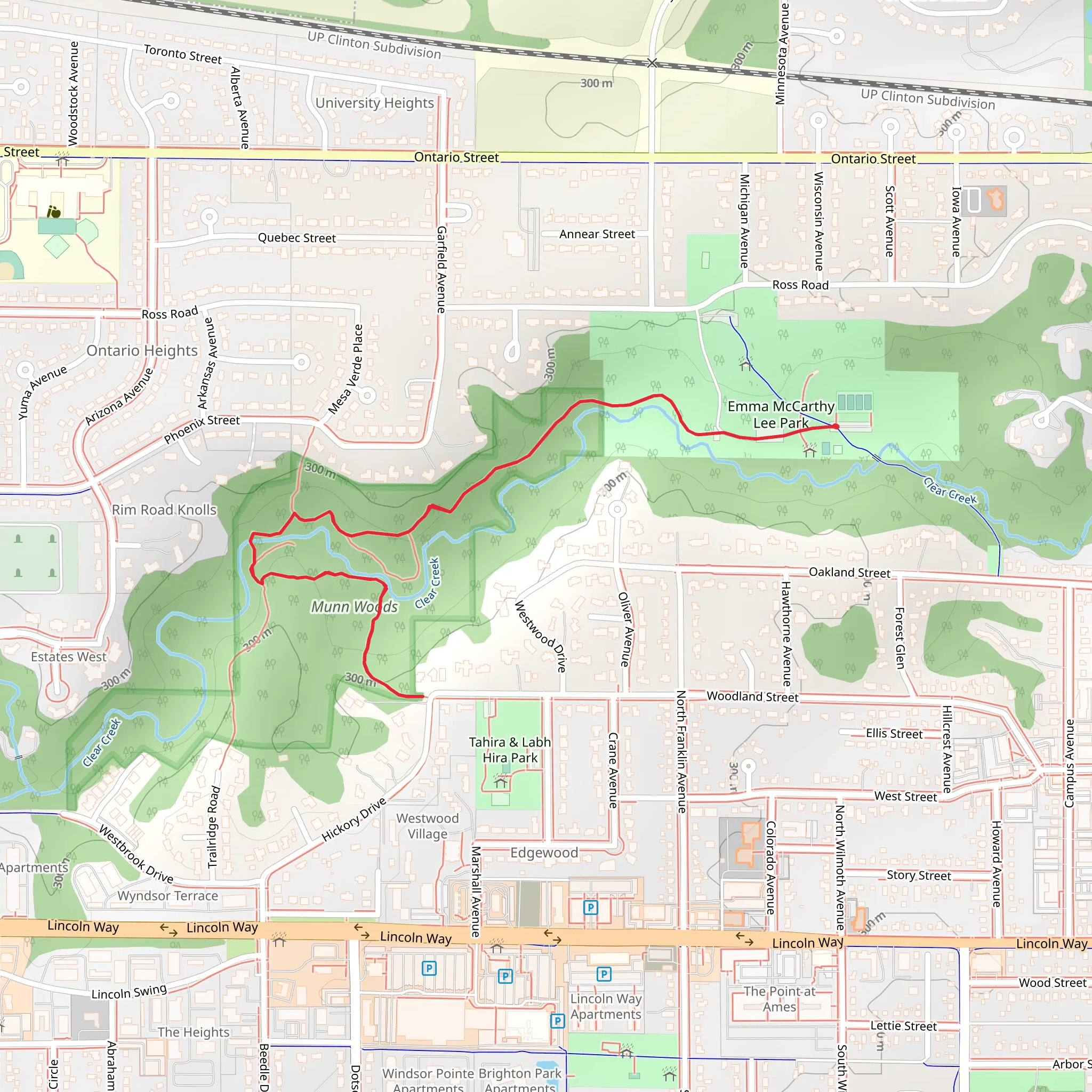 Clear Creek and Munn Woods Walk mobile static map