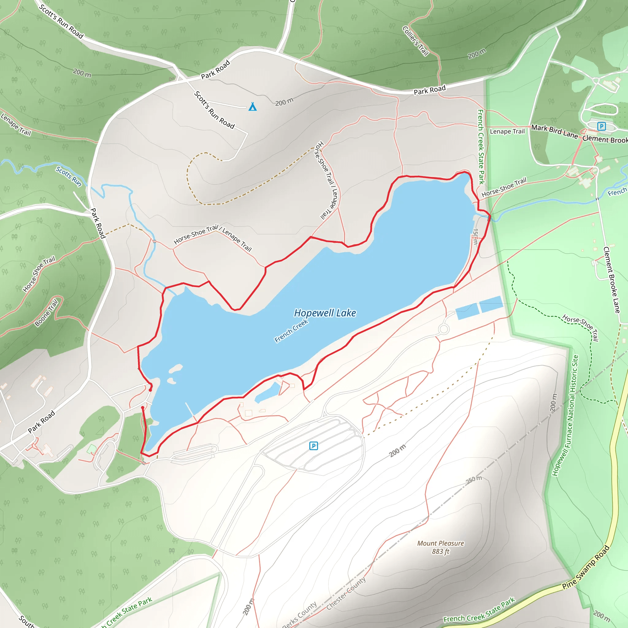 Hopewell Lake and French Creek Loop mobile static map
