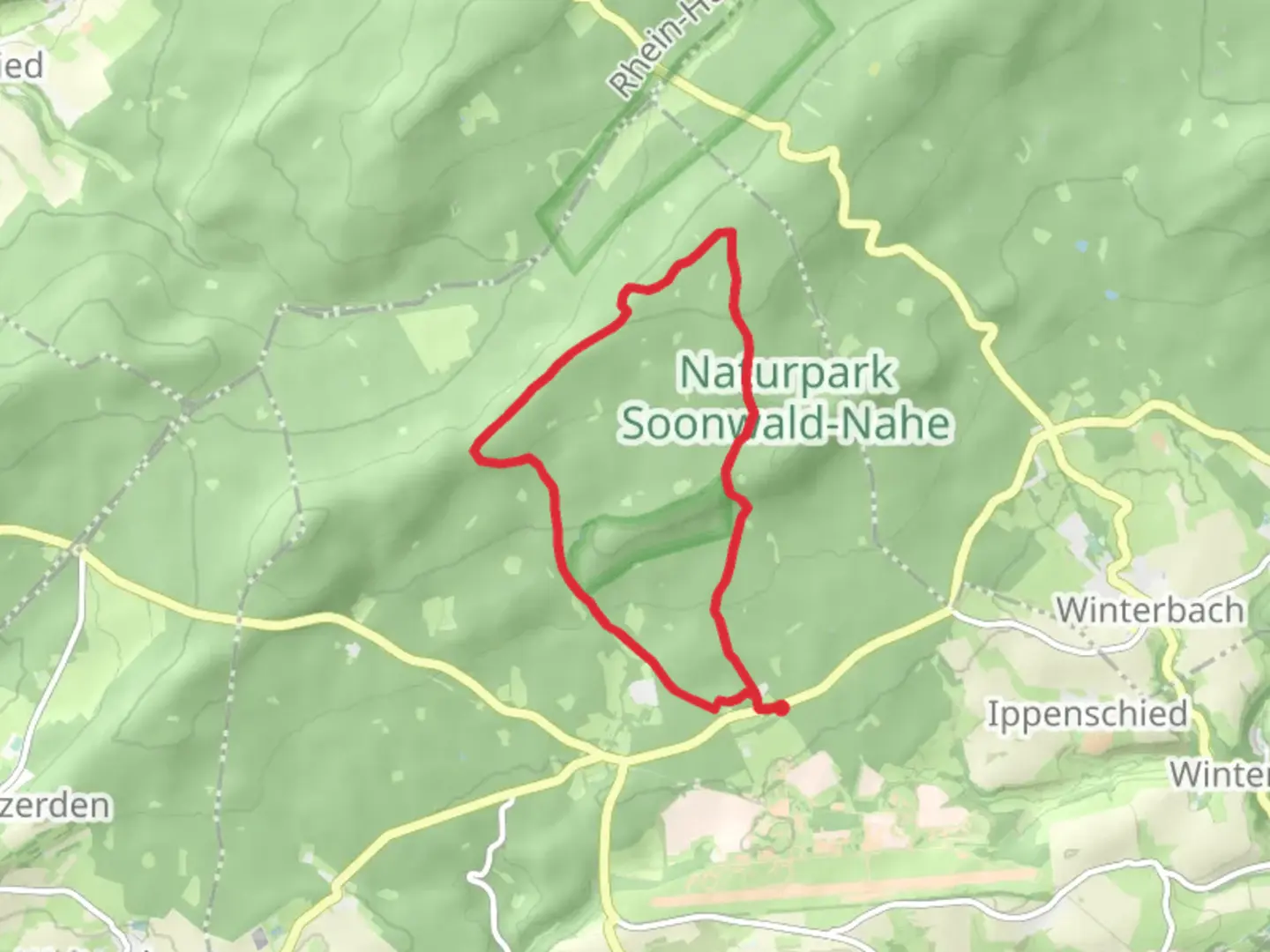 An image depicting the trail Entenpfuhl 2 and Soonwaldsteig and its surrounding area.