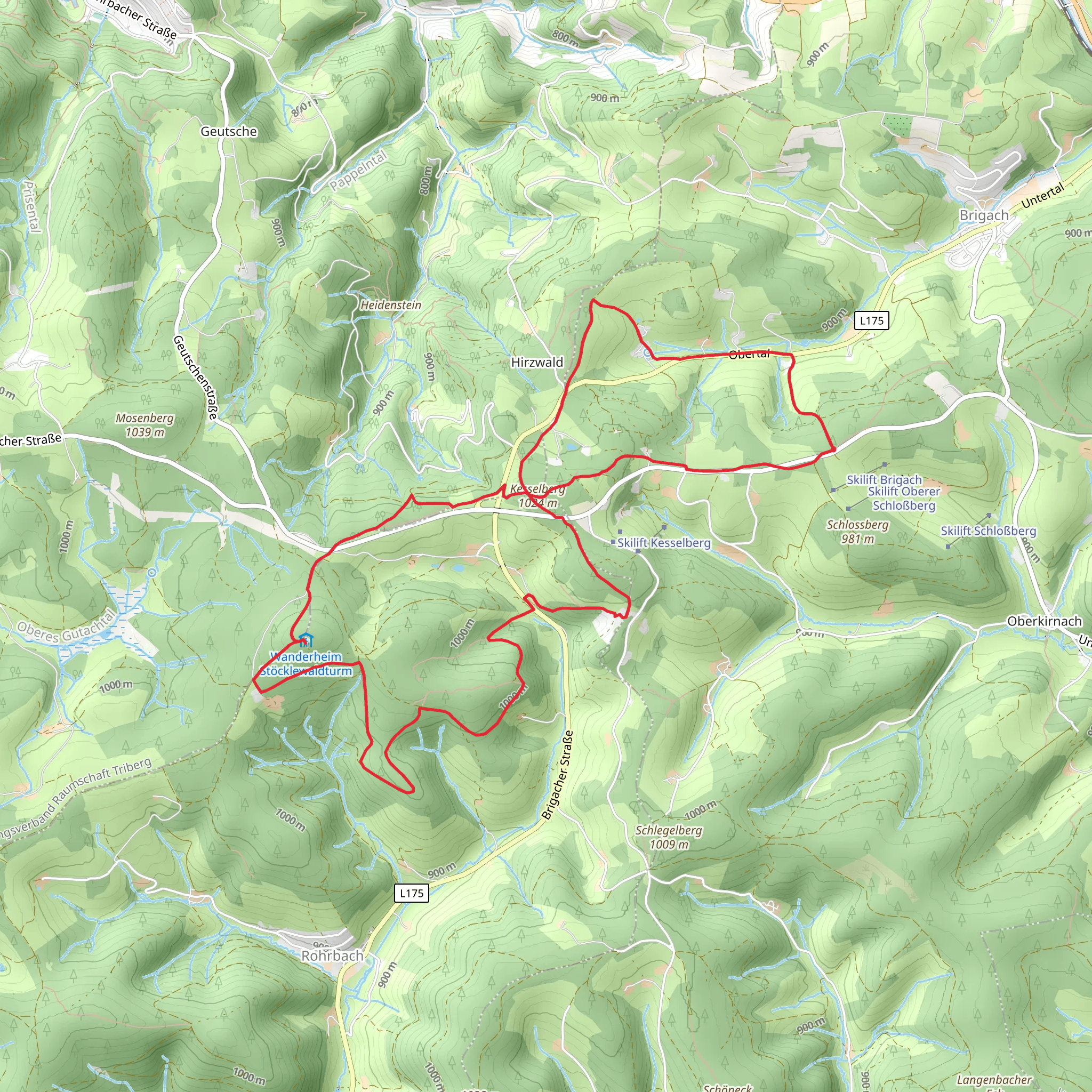 Unterer Hirzwald Lange Lochen and Mittelweg Loop mobile static map