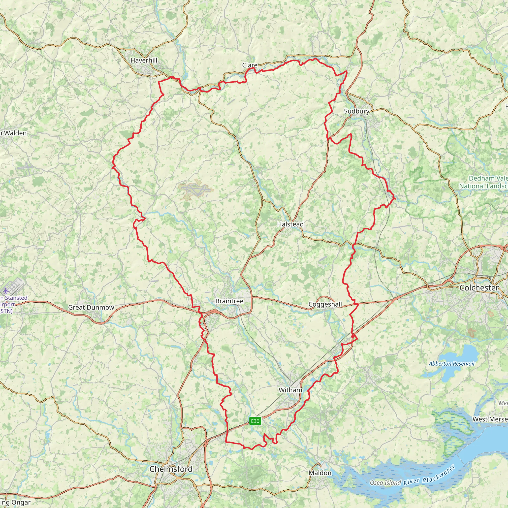Braintree Loop from Sturmer mobile static map