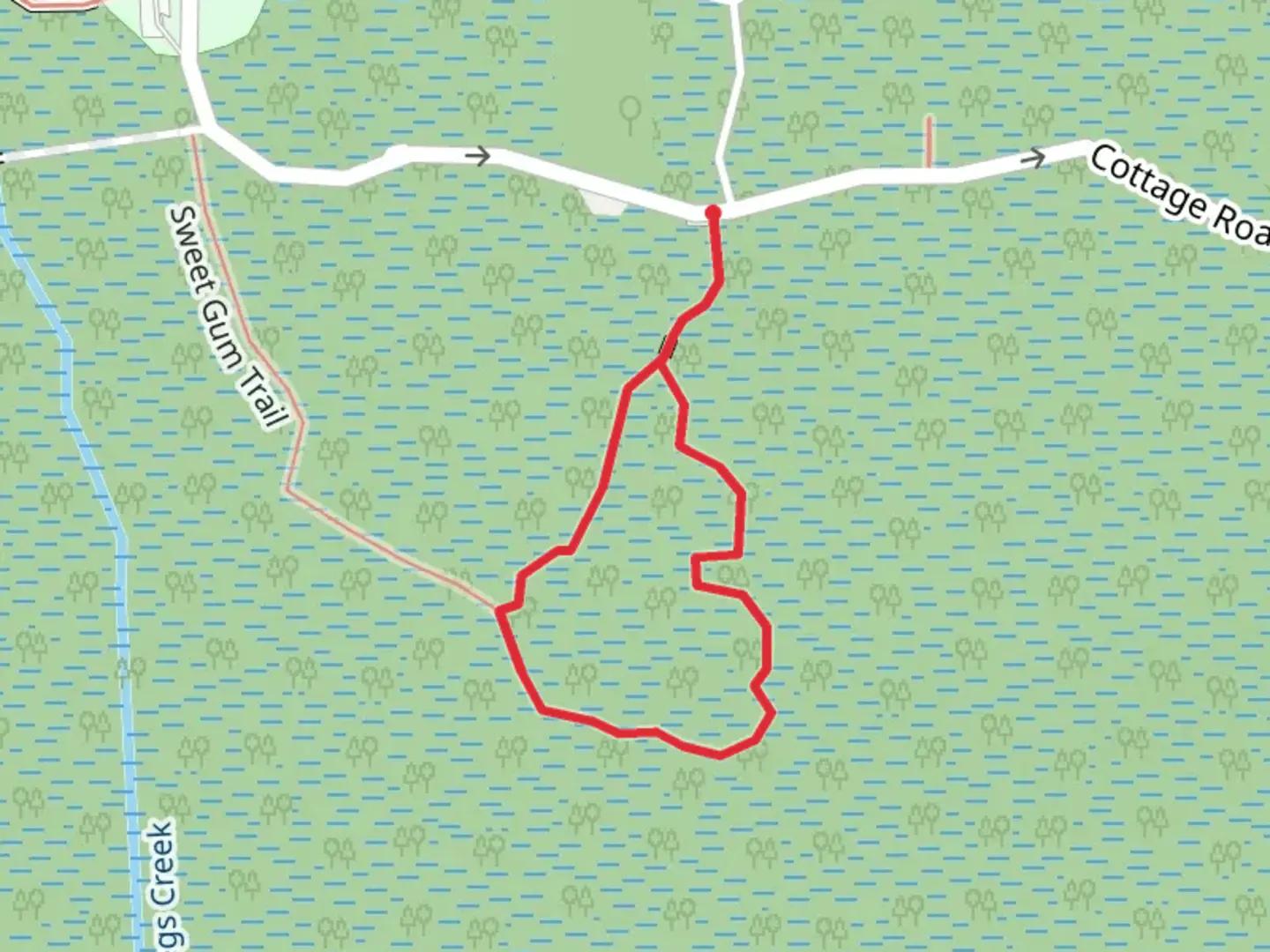 An image depicting the trail Cottage Road Loop and its surrounding area.
