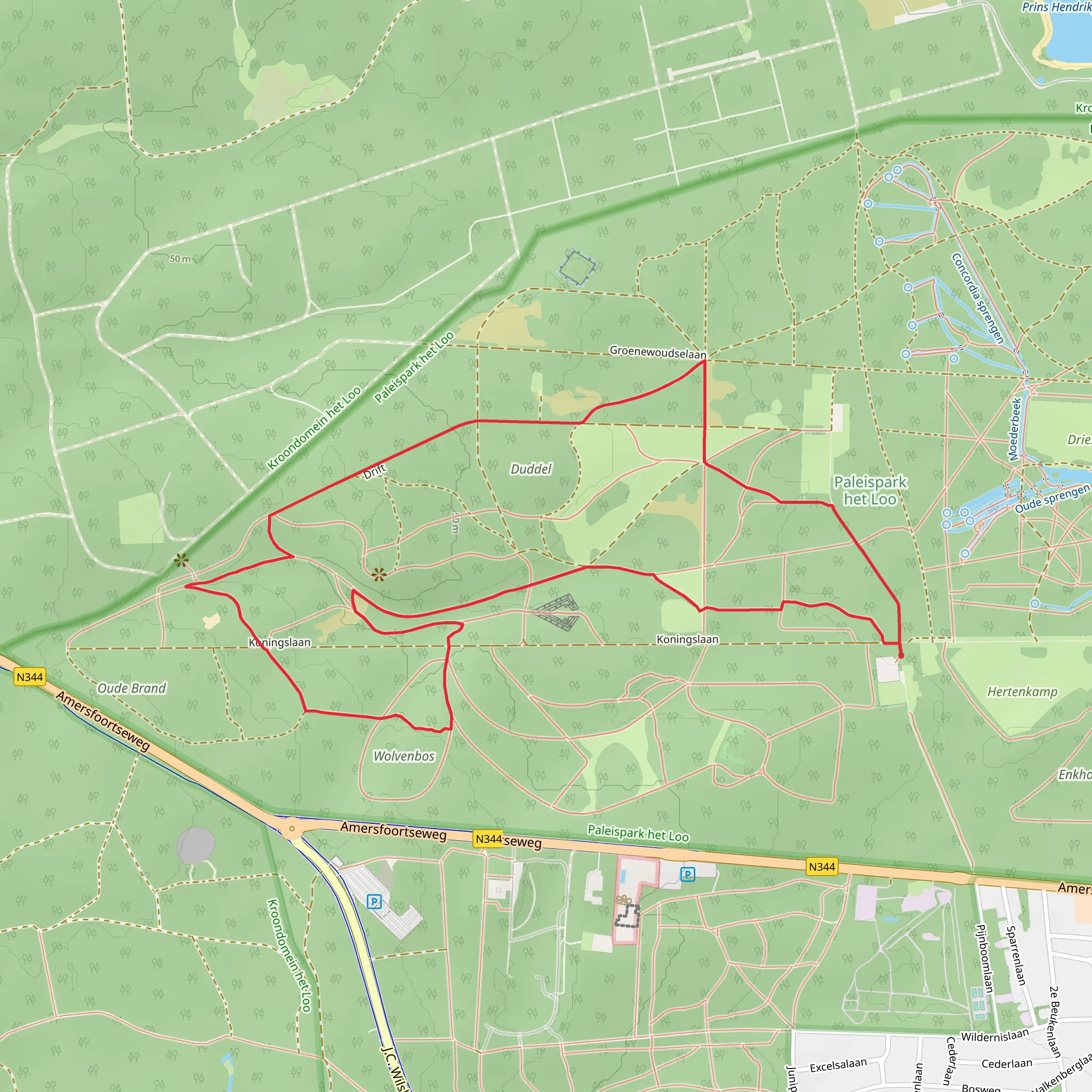 Duddel via Paleis 't Loo Rode Route mobile static map