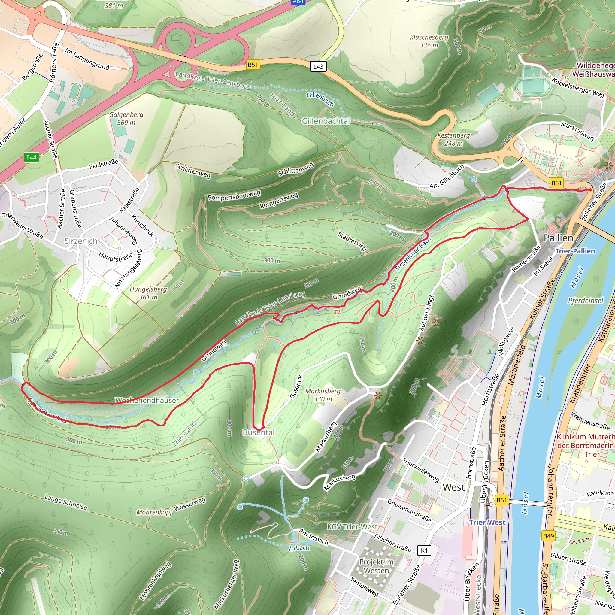 Trier Wanderweg mobile static map