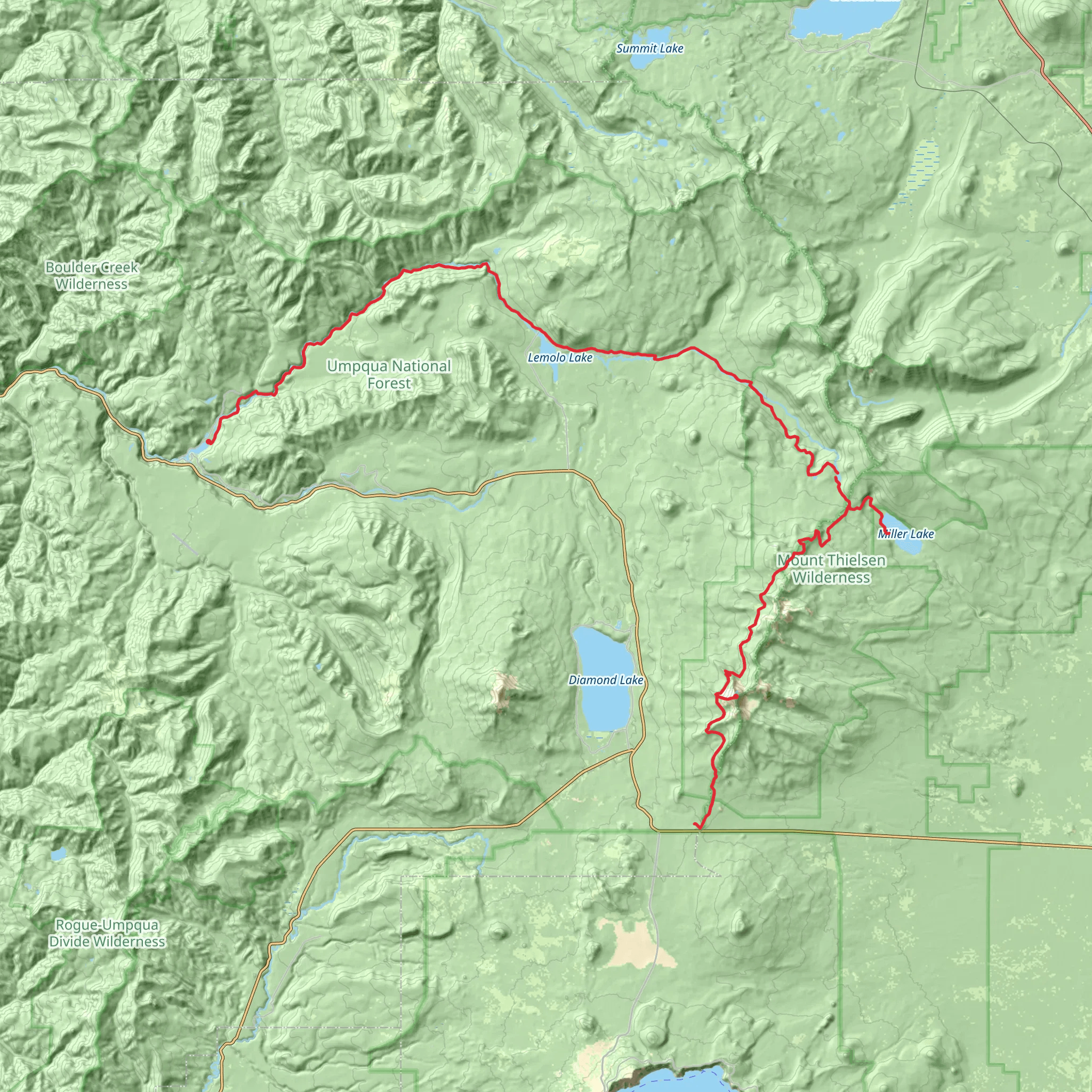 North Umpqua - Mount Thielsen Trails mobile static map