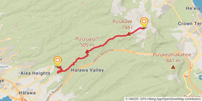 Ko'olau Summit Trail spur 3 Map