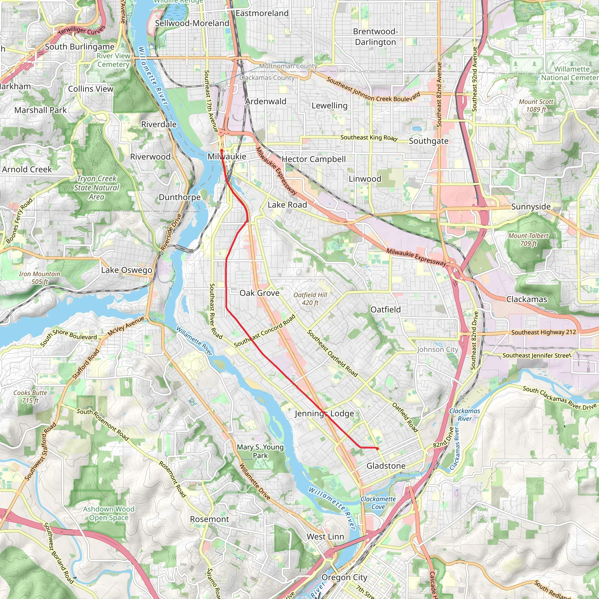 Trolley Trail from Southeast McLoughlin Boulevard mobile static map