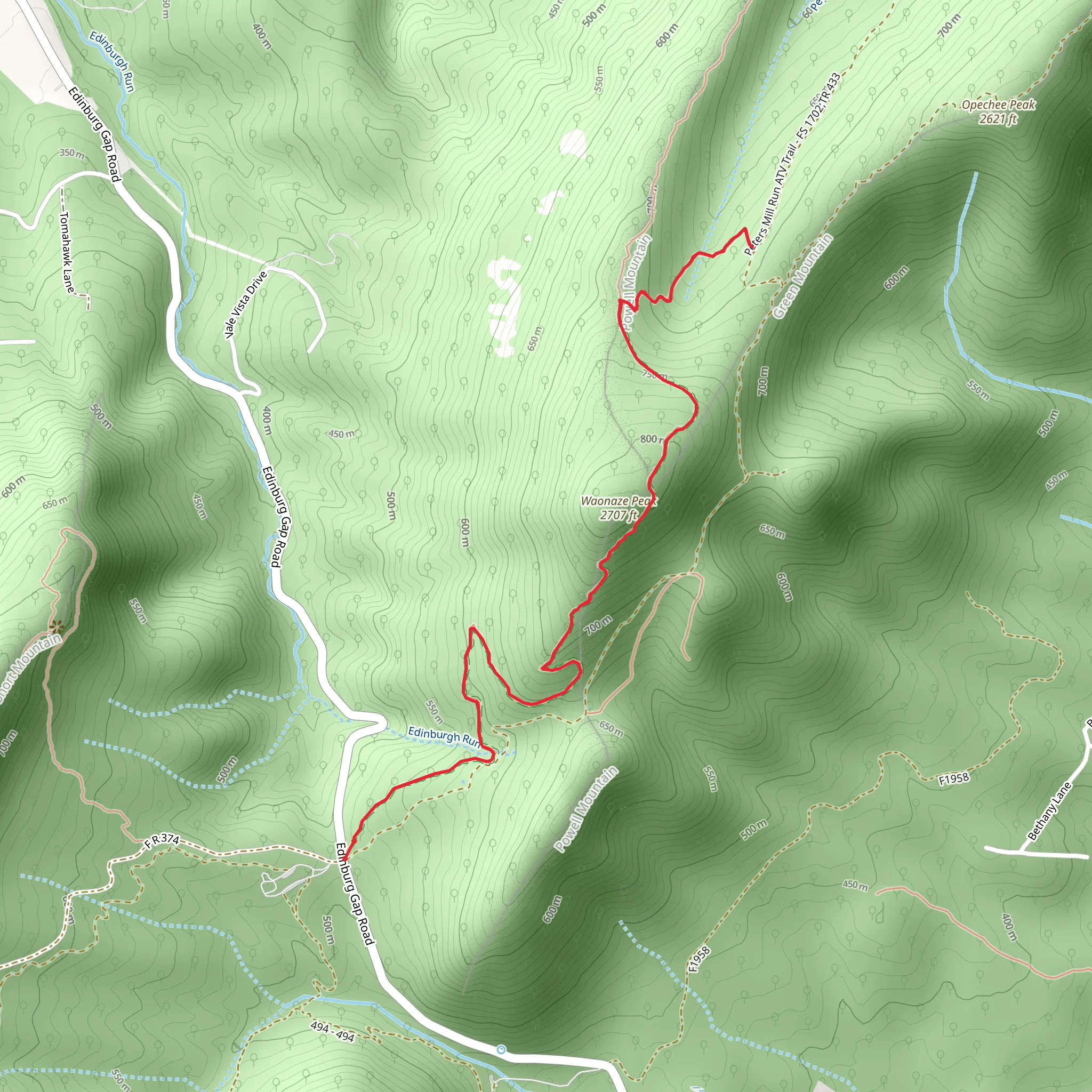 Bear Trap Trail via Massanutten Loop Trail mobile static map