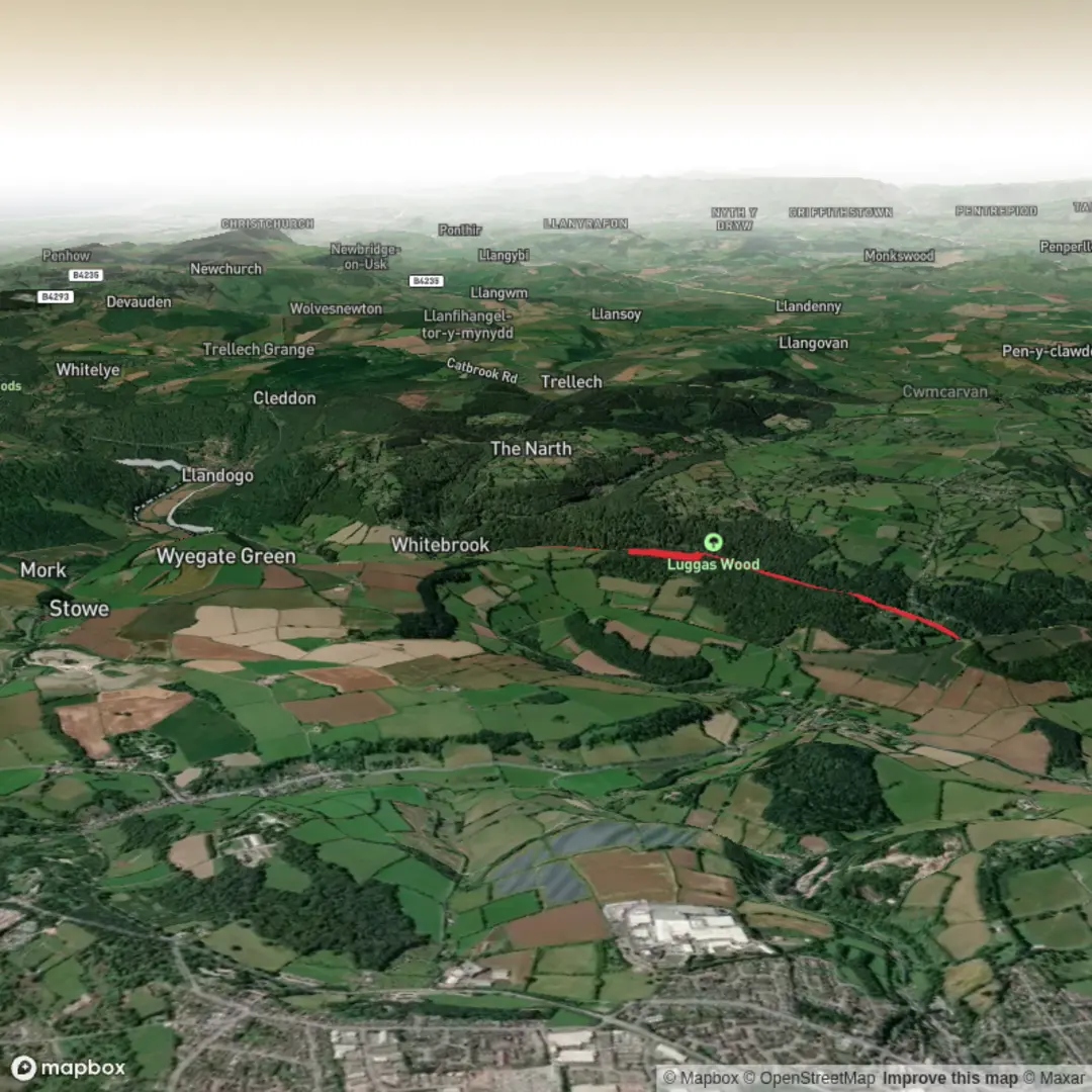 An image depicting the trail Cadora Woods & Redbrook Loop - Upper Limits UK and its surrounding area.
