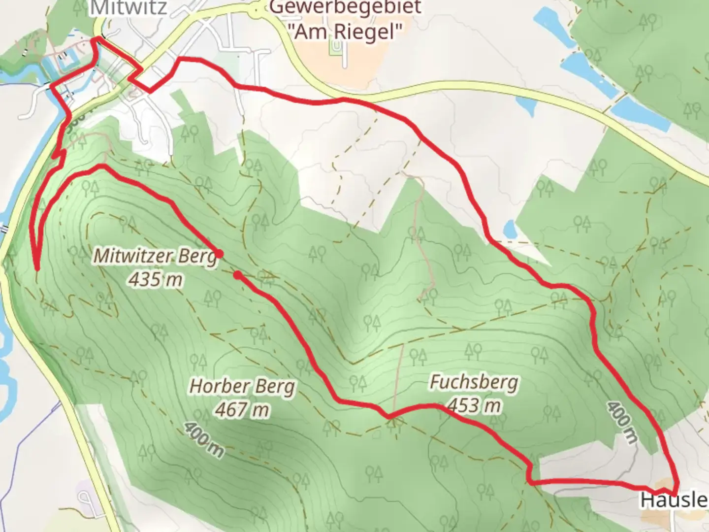 An image depicting the trail Häuslesweg Loop and its surrounding area.